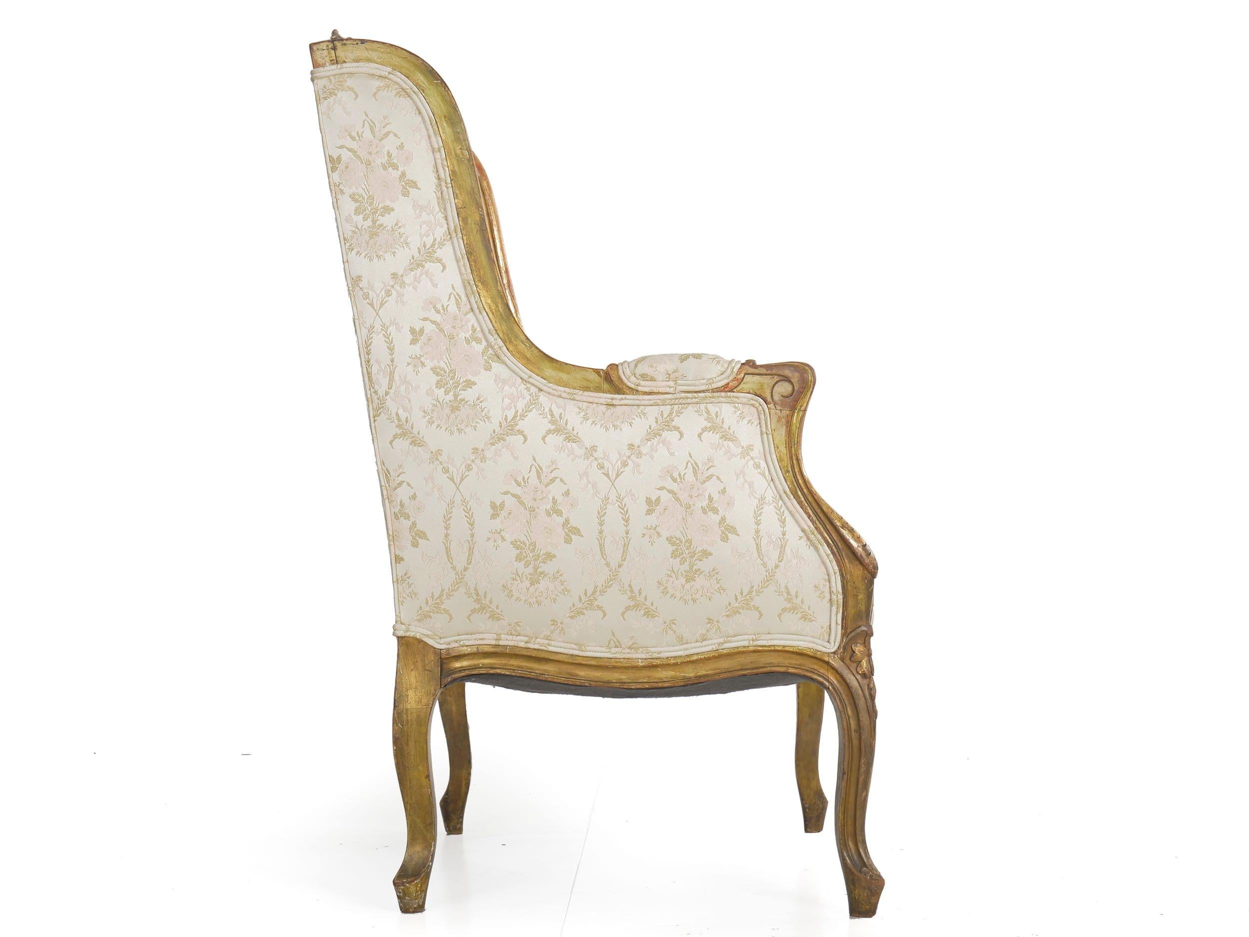 French Louis XV Style Carved Painted Antique Armchair, 19th Century 1