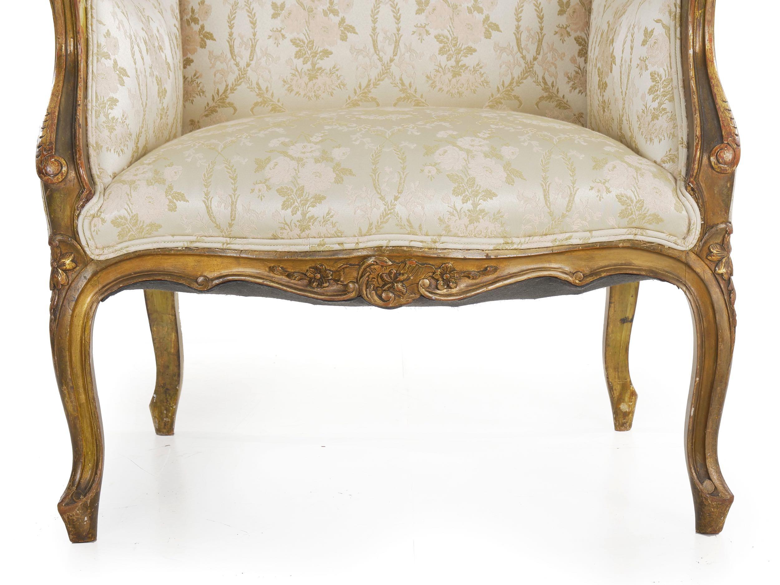 French Louis XV Style Carved Painted Antique Armchair, 19th Century 3