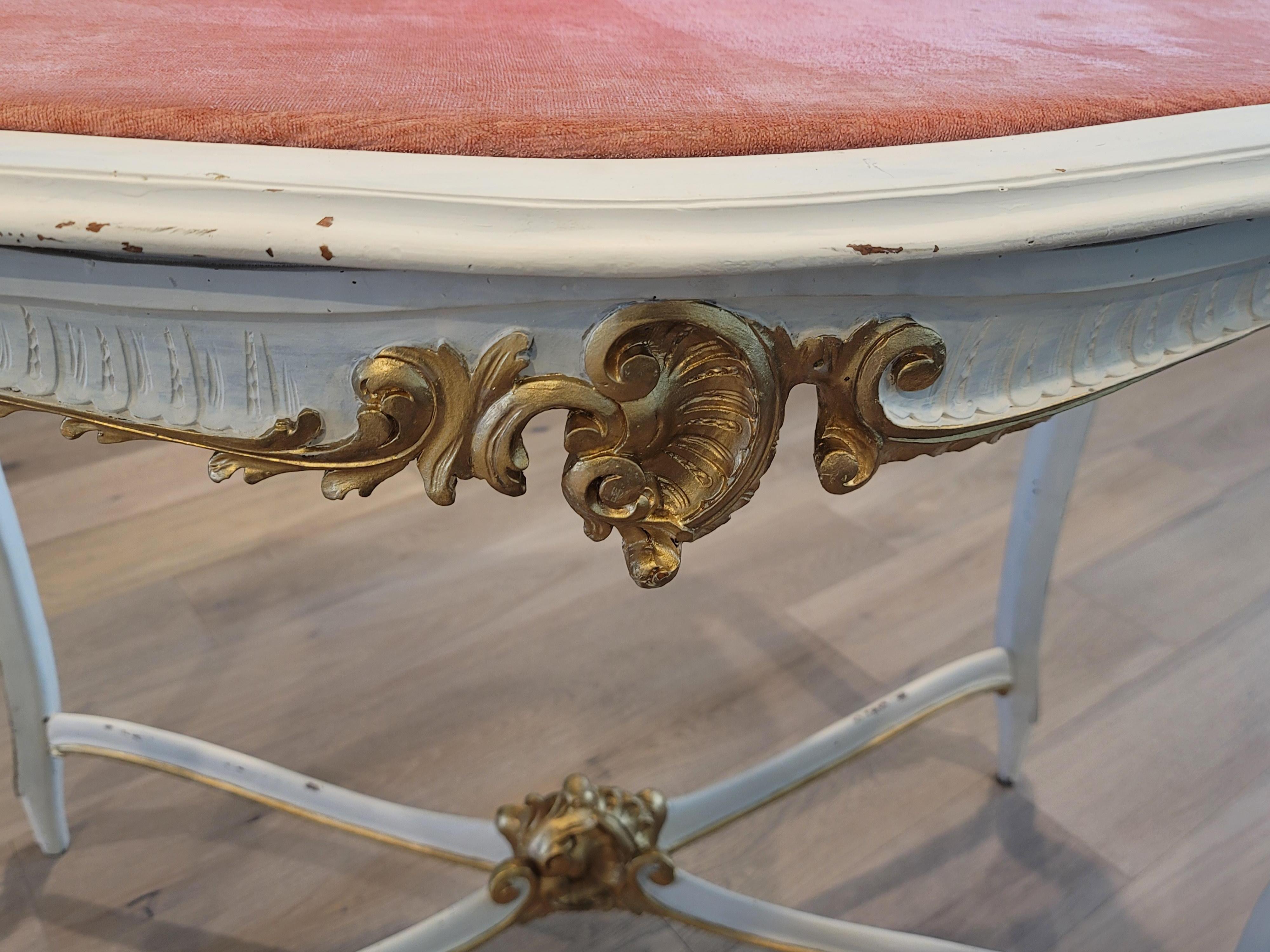 French Louis XV Style Carved Painted Center Table For Sale 11