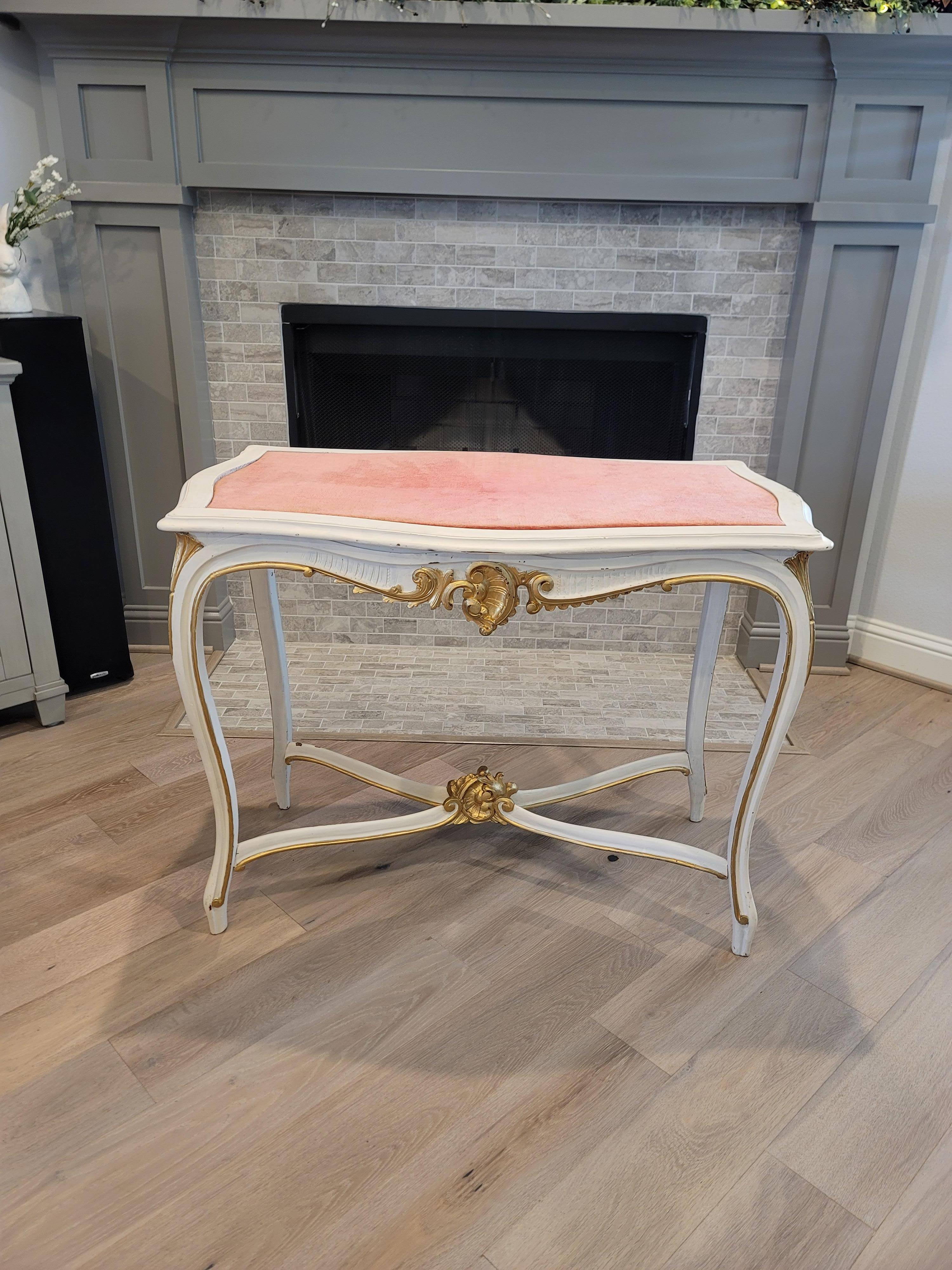 French Louis XV Style Carved Painted Center Table For Sale 3