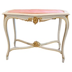 French Louis XV Style Carved Painted Center Table