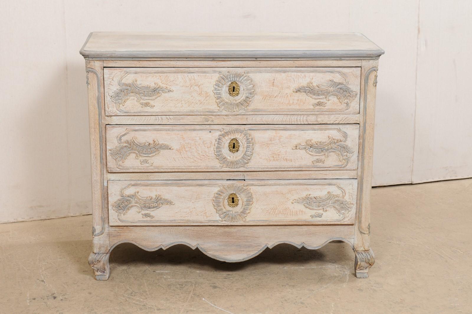 French Louis XV Style Carved & Painted Wood Chest, Late 19th Century In Good Condition In Atlanta, GA