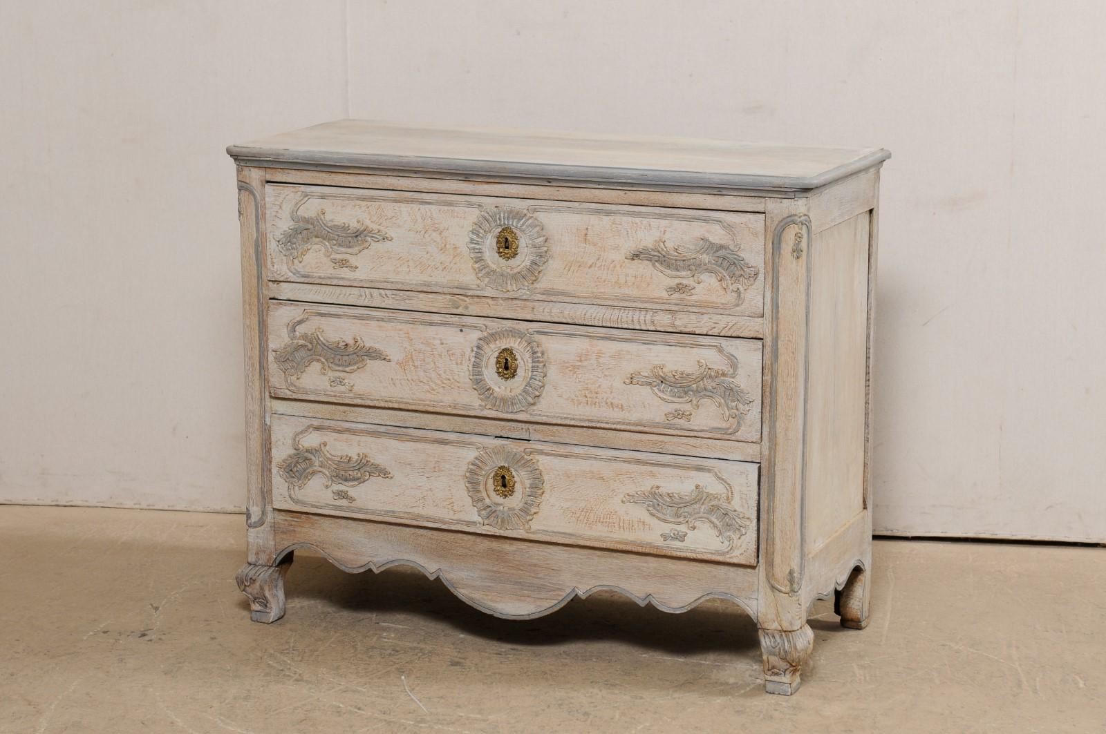 French Louis XV Style Carved & Painted Wood Chest, Late 19th Century 1