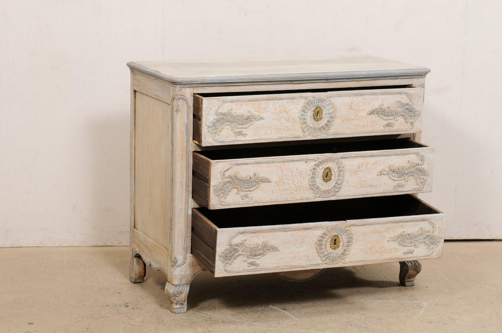 French Louis XV Style Carved & Painted Wood Chest, Late 19th Century 6