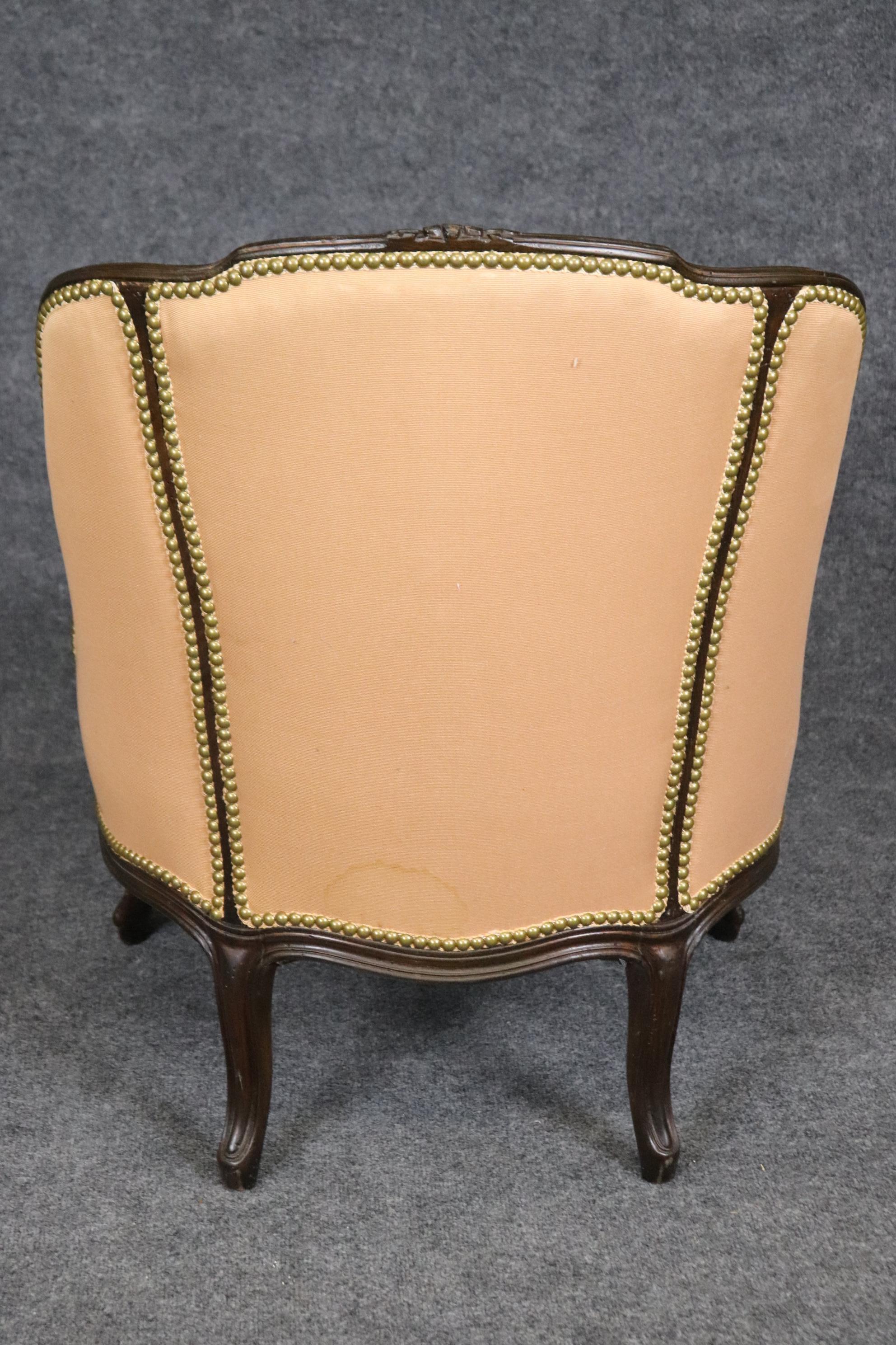 Upholstery French Louis XV Style Carved Upholstered Bergere Chair For Sale