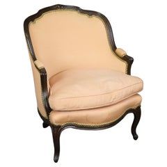 French Louis XV Style Carved Upholstered Bergere Chair
