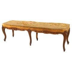 French Louis XV Style Carved Walnut Bench