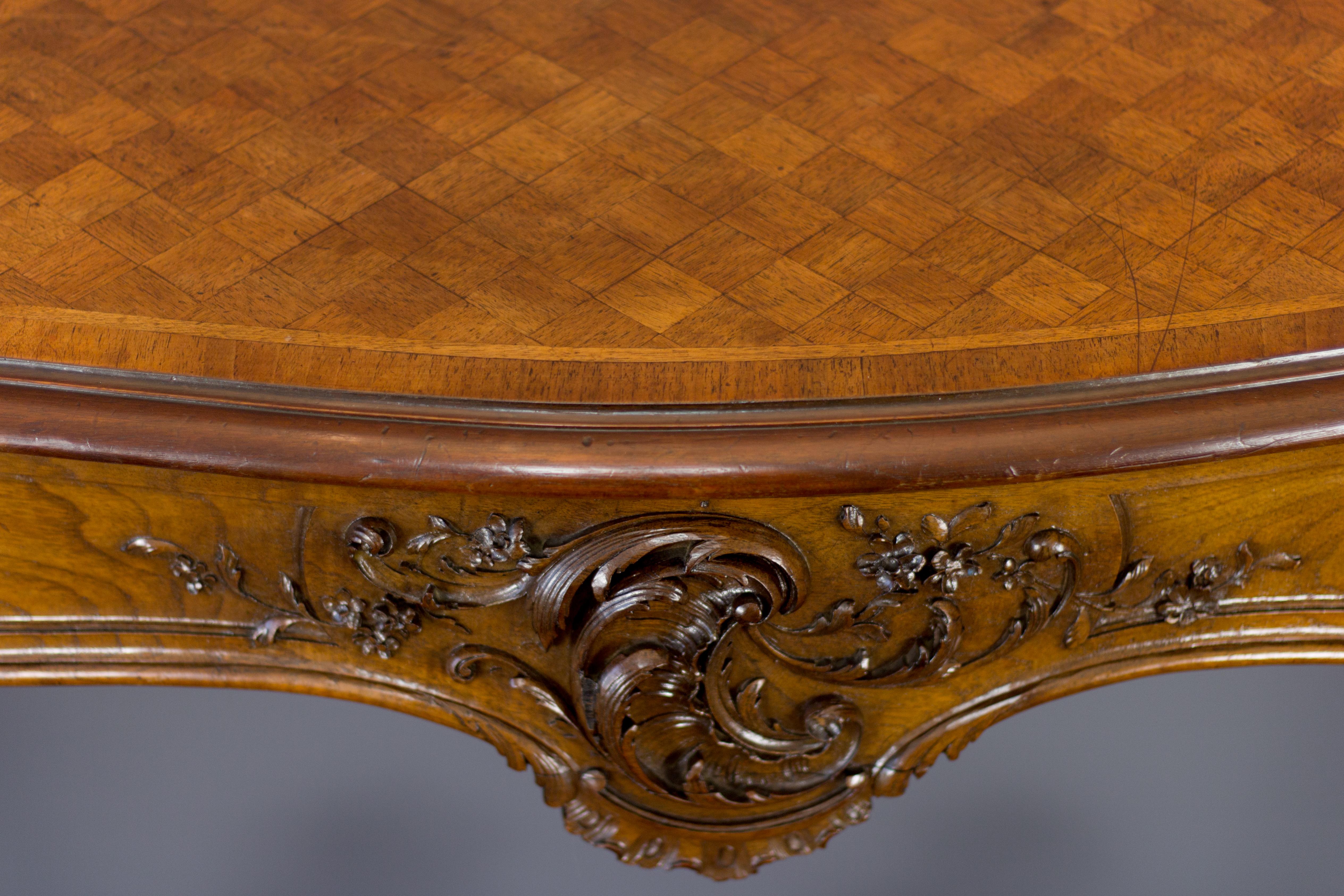 French Louis XV Style Carved Walnut Console Desk 8