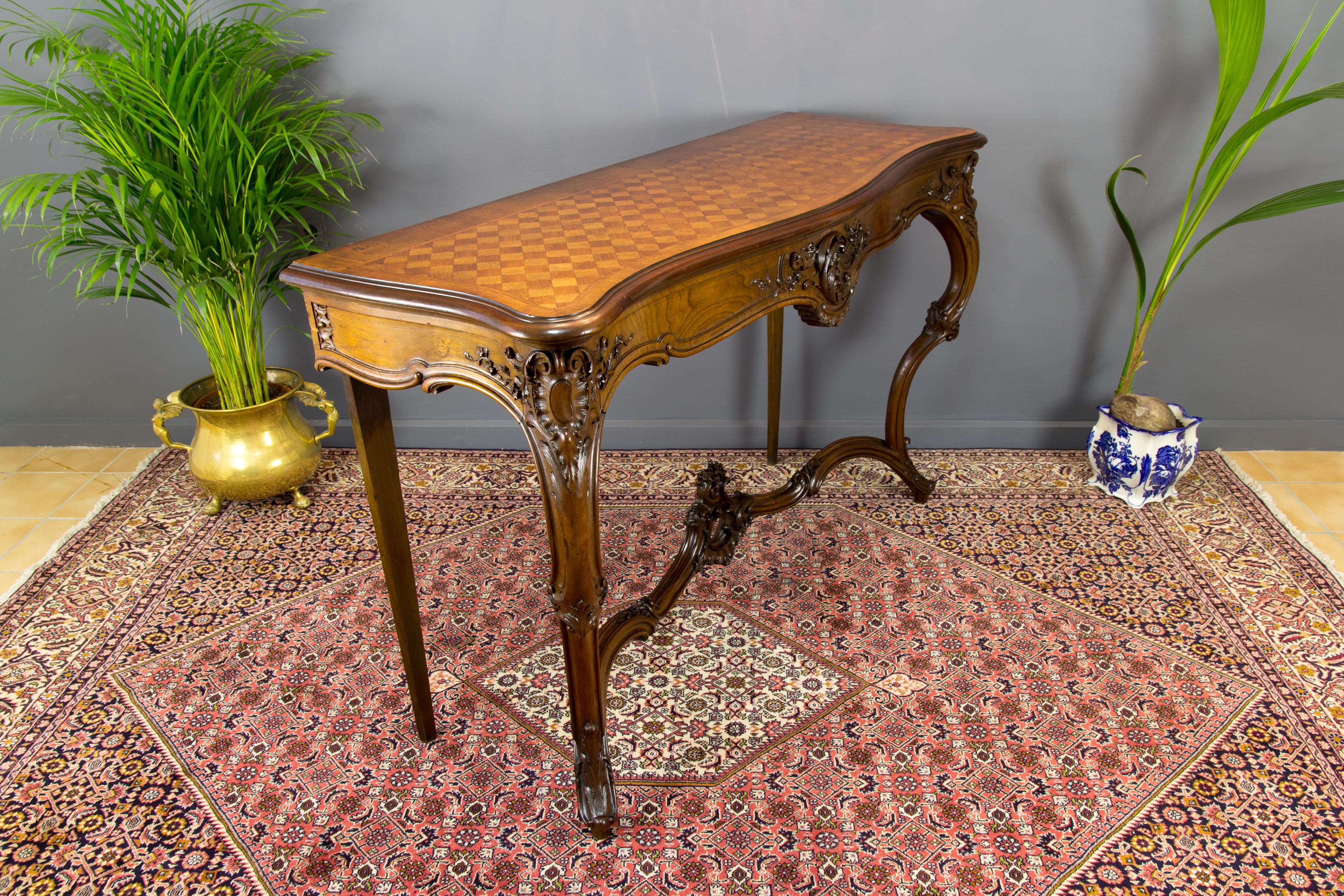 French Louis XV Style Carved Walnut Console Desk 9