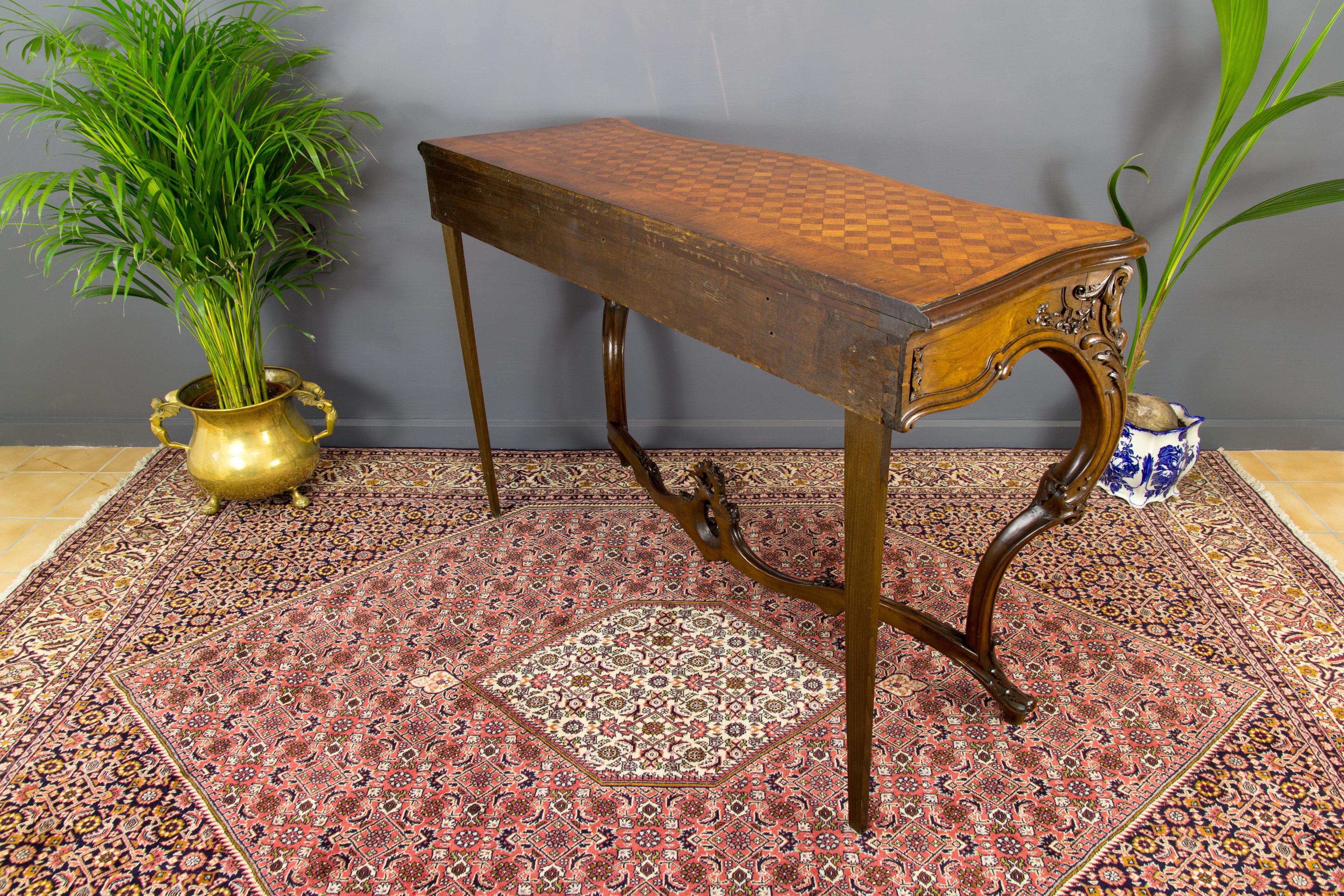 French Louis XV Style Carved Walnut Console Desk 11