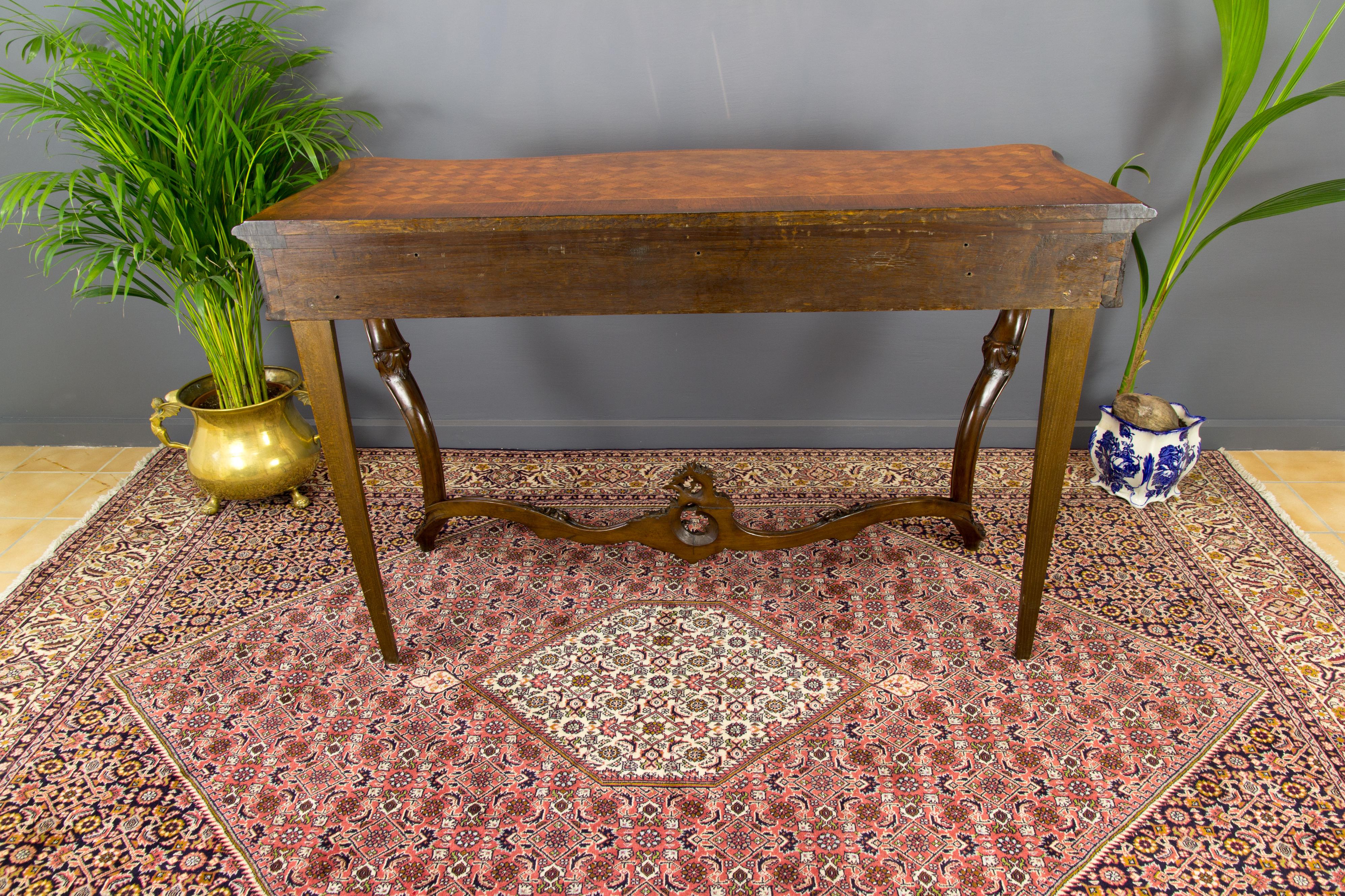 French Louis XV Style Carved Walnut Console Desk 12