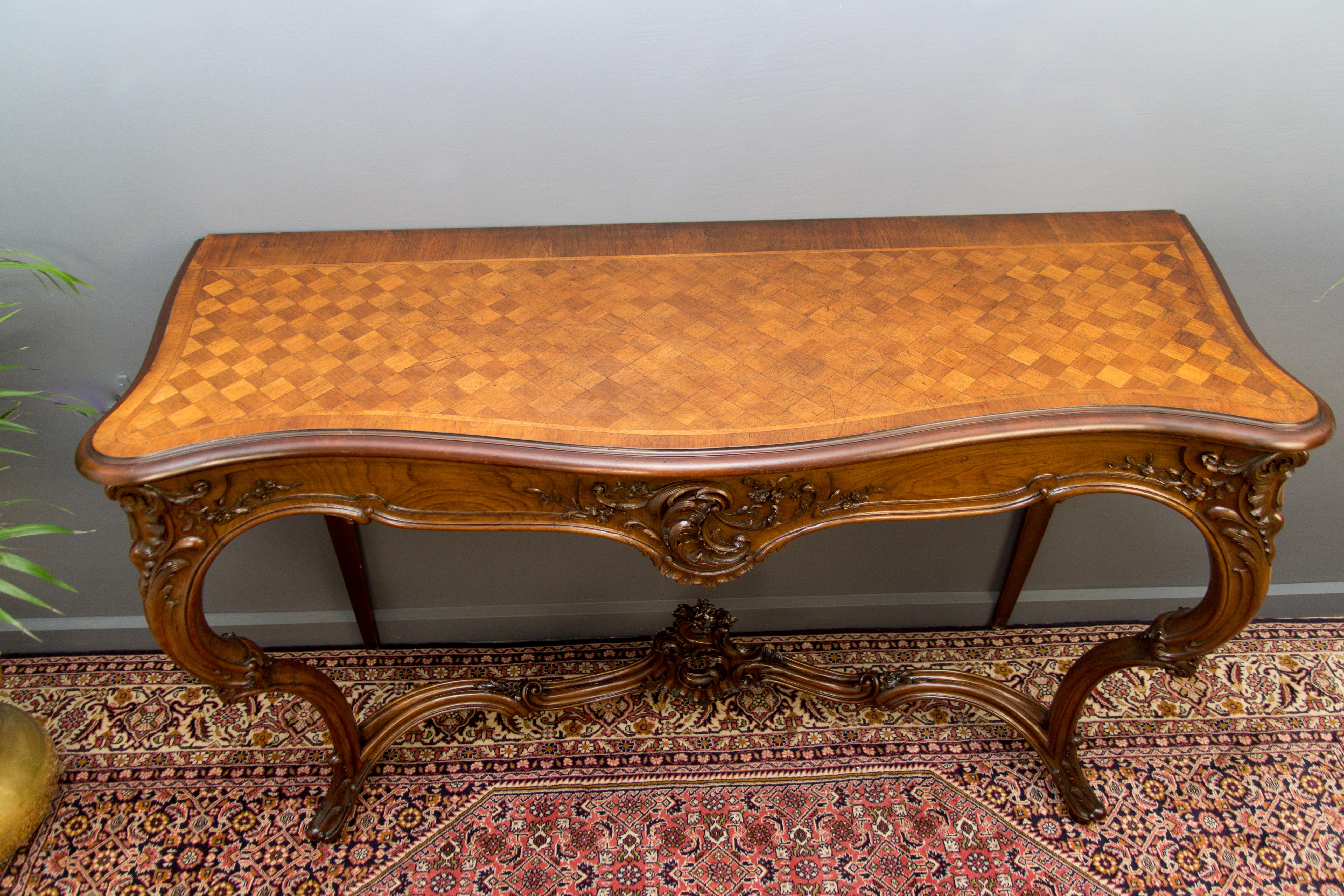 Early 20th Century French Louis XV Style Carved Walnut Console Desk