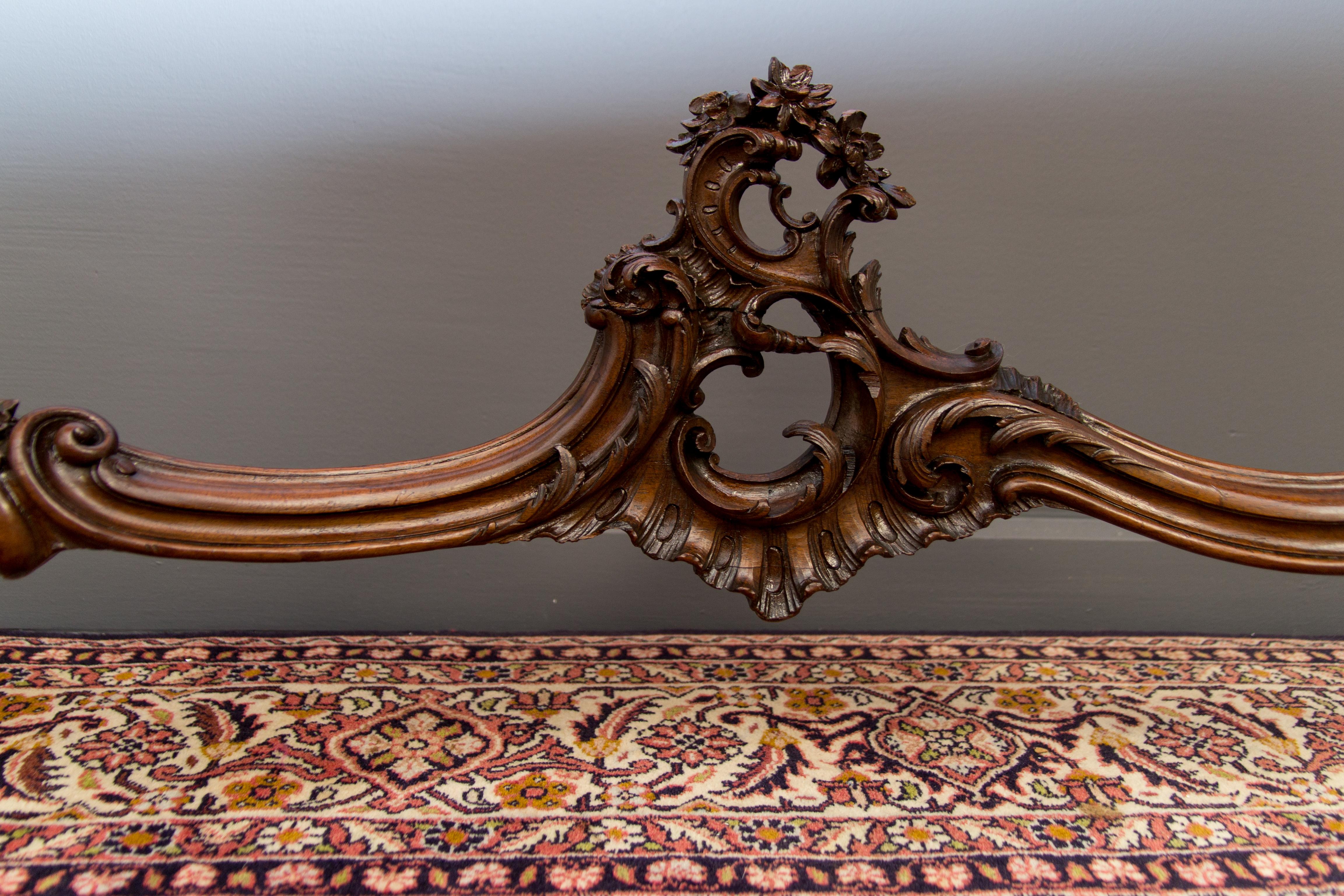 French Louis XV Style Carved Walnut Console Desk 1