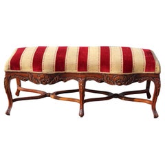 French Louis XV Style Carved Walnut Double Window Bench Settee