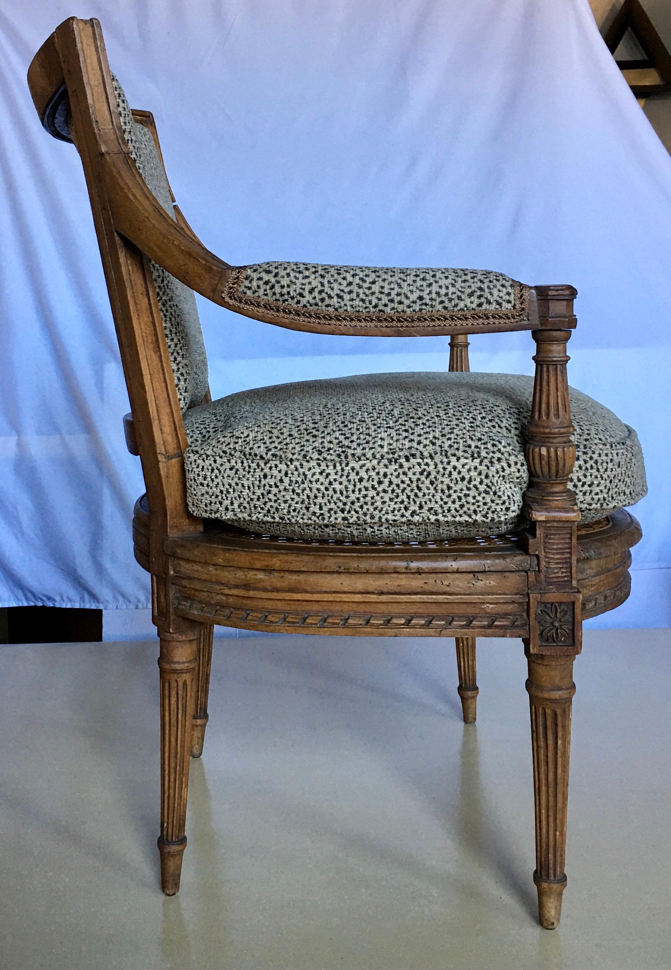 wood and cane accent chair