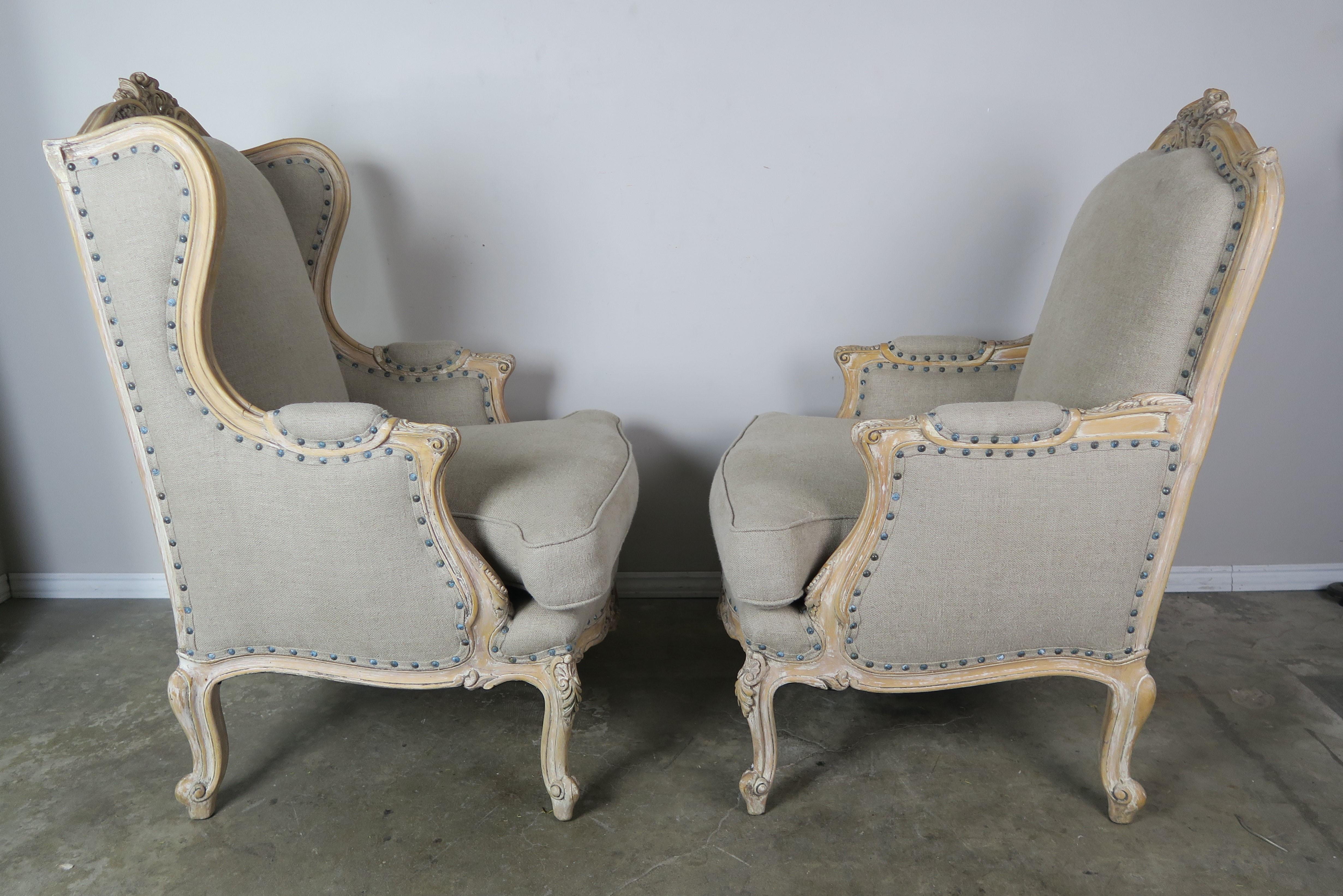 French Louis XV Style Carved Wood Armchairs, His & Her 5