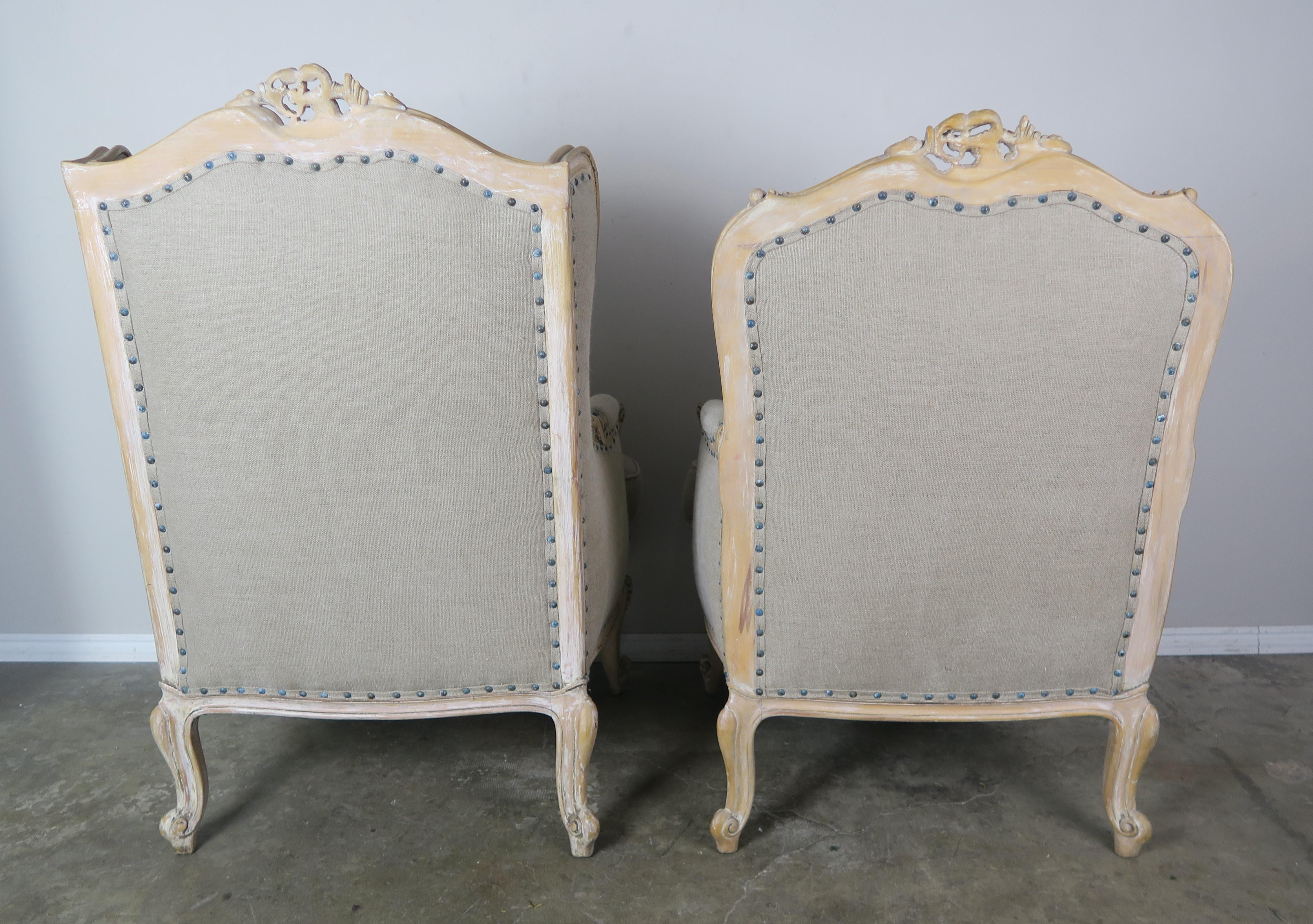 French Louis XV Style Carved Wood Armchairs, His & Her 6