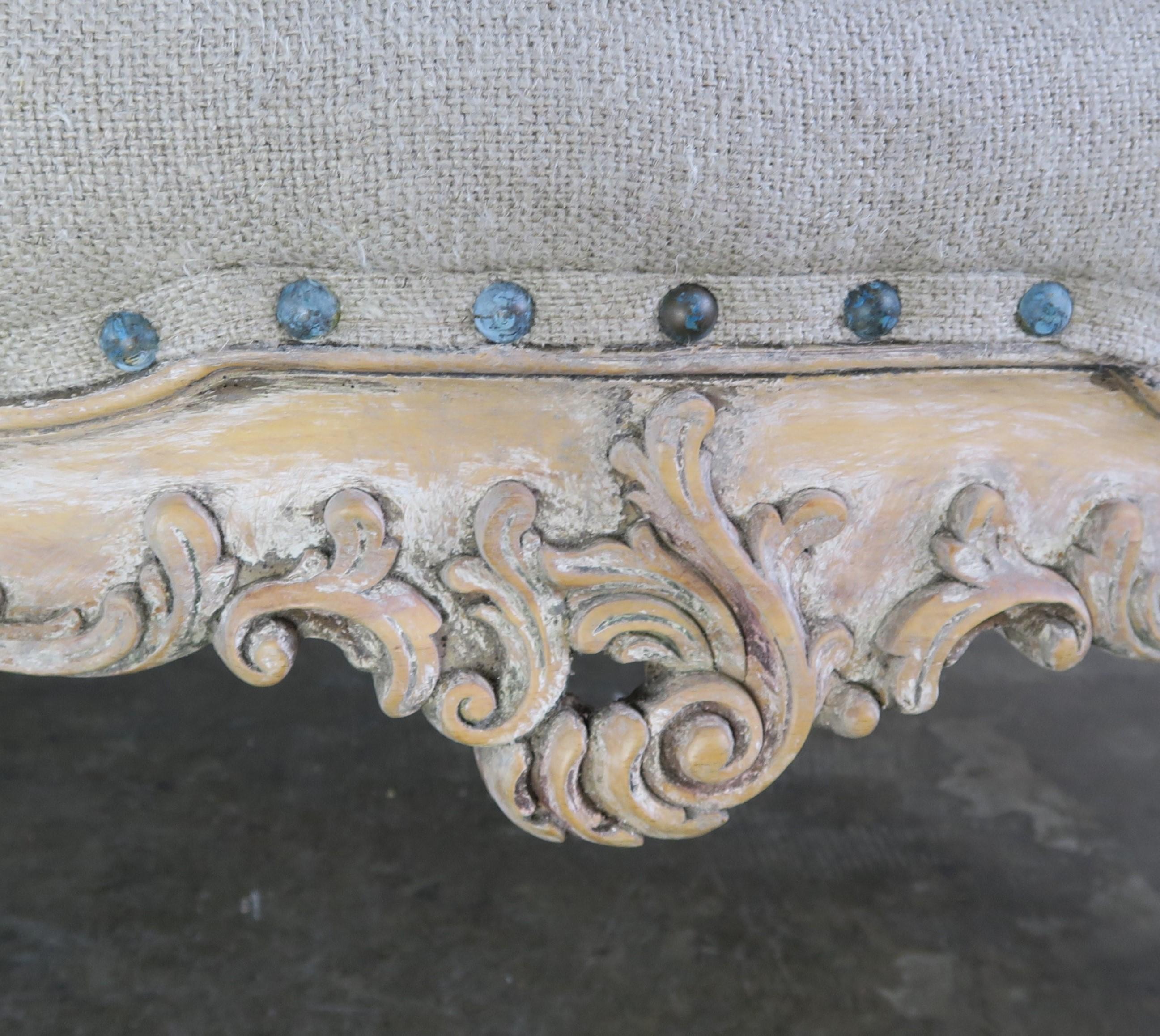 French Louis XV Style Carved Wood Armchairs, His & Her 1