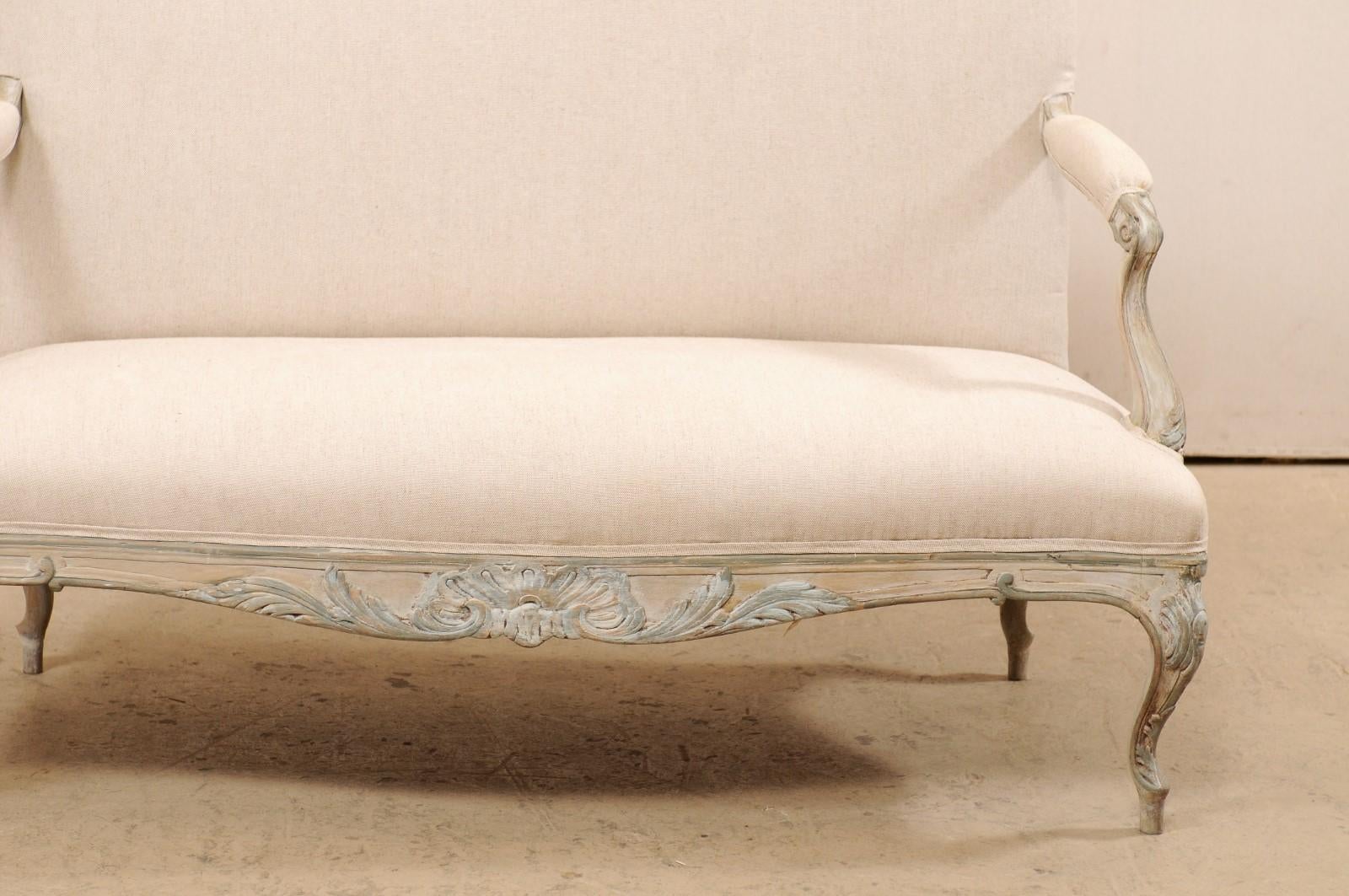 French Louis XV Style Carved-Wood & Upholstered Settee 'Two Available' 6