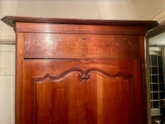 French Louis XV Style Cherry Bonnetière with Inlay Decor, 19th Century