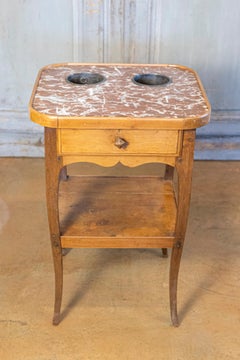 Rafraîchissoir francese in ciliegio in stile Luigi XV con piano in marmo rosso, 1850 circa