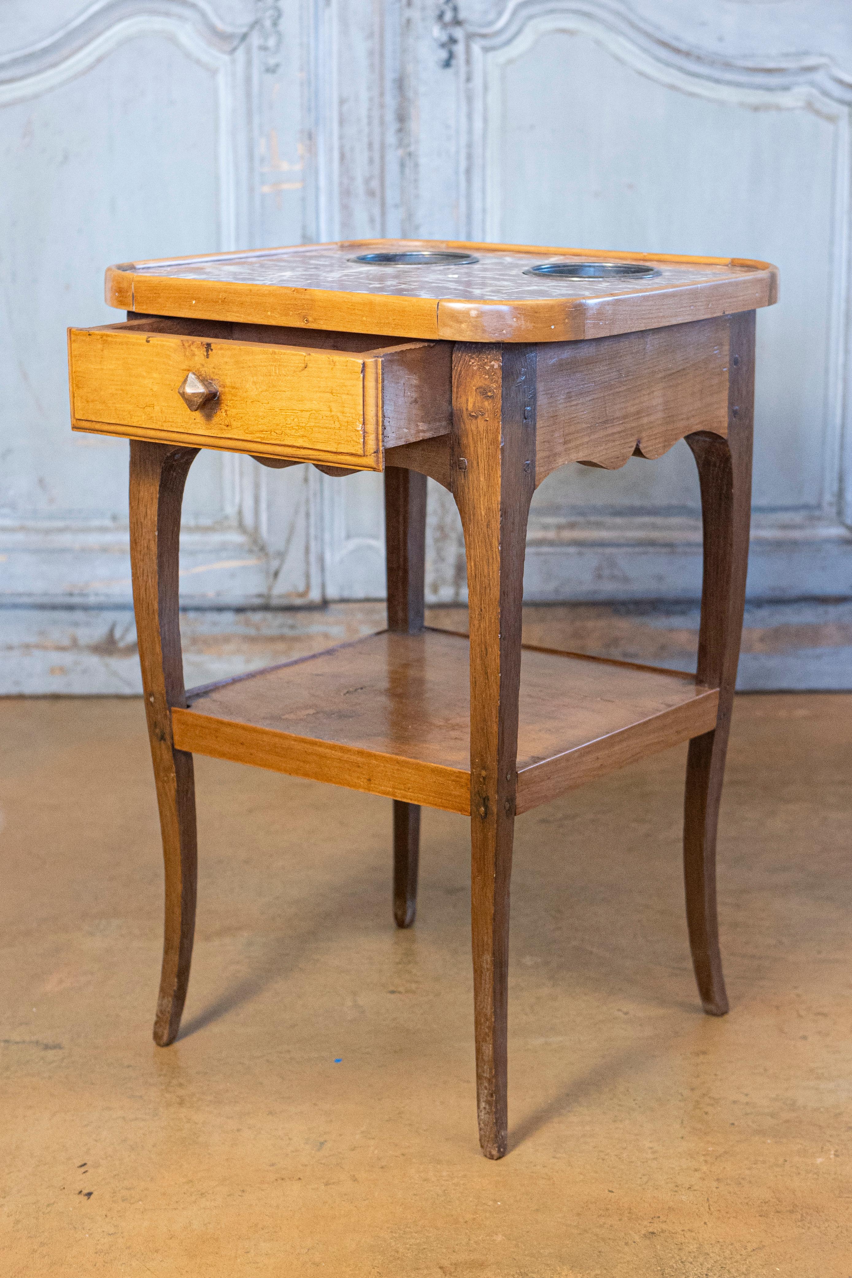 Marmo Rafraîchissoir francese in ciliegio in stile Luigi XV con piano in marmo rosso, 1850 circa in vendita