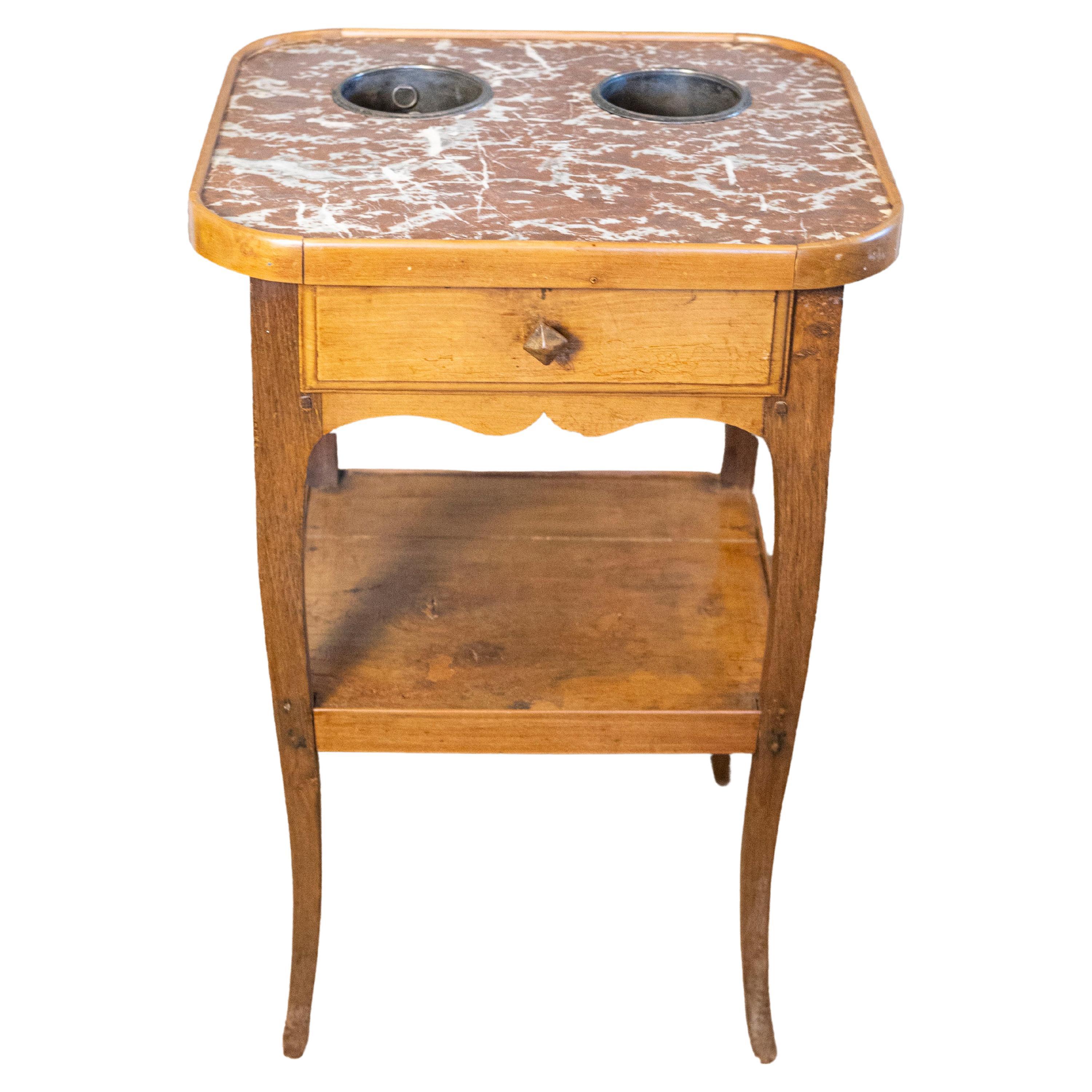 Rafraîchissoir francese in ciliegio in stile Luigi XV con piano in marmo rosso, 1850 circa in vendita