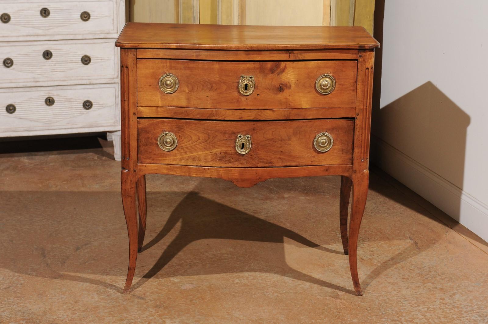 French Louis XV Style Cherry Two-Drawer Commode with Cabriole Legs, circa 1830 6