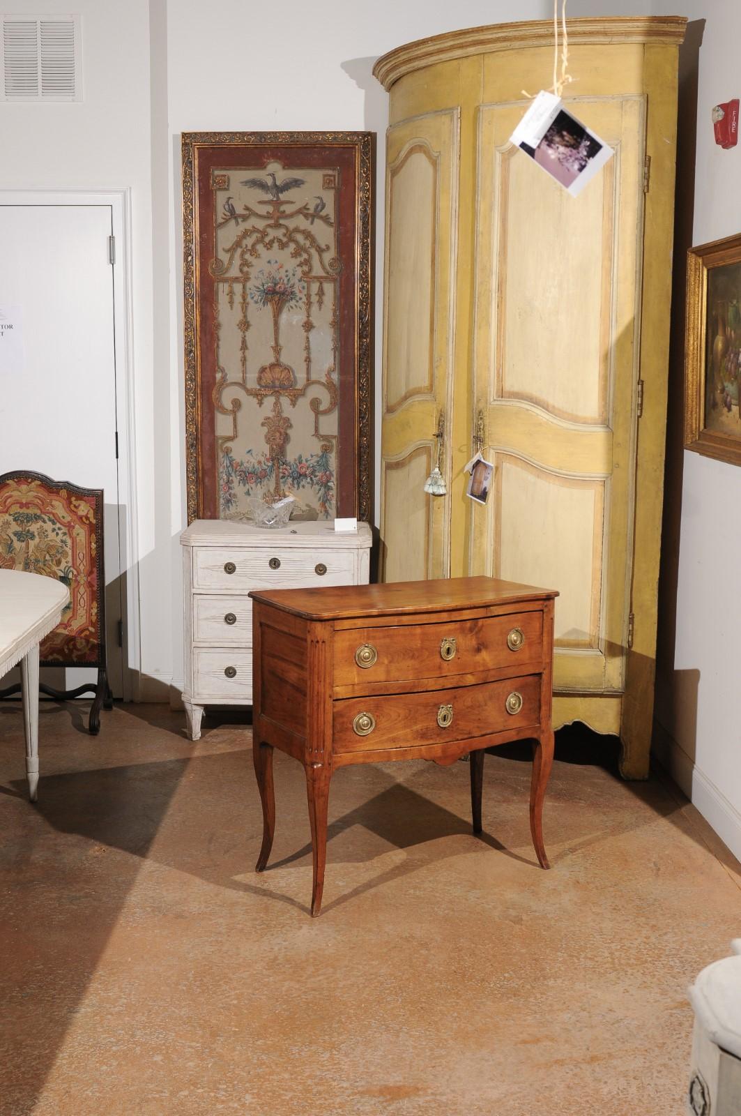 French Louis XV Style Cherry Two-Drawer Commode with Cabriole Legs, circa 1830 In Good Condition In Atlanta, GA