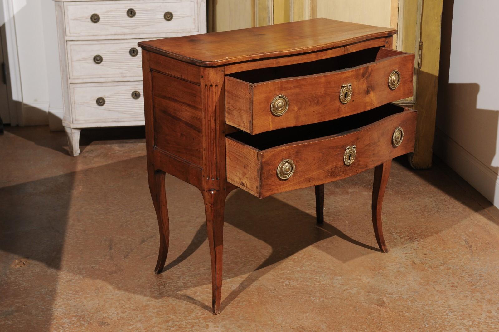 French Louis XV Style Cherry Two-Drawer Commode with Cabriole Legs, circa 1830 1