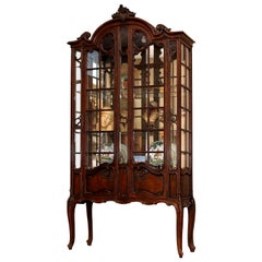 Antique French Louis XV Style China Cabinet, 19th Century Vitrine