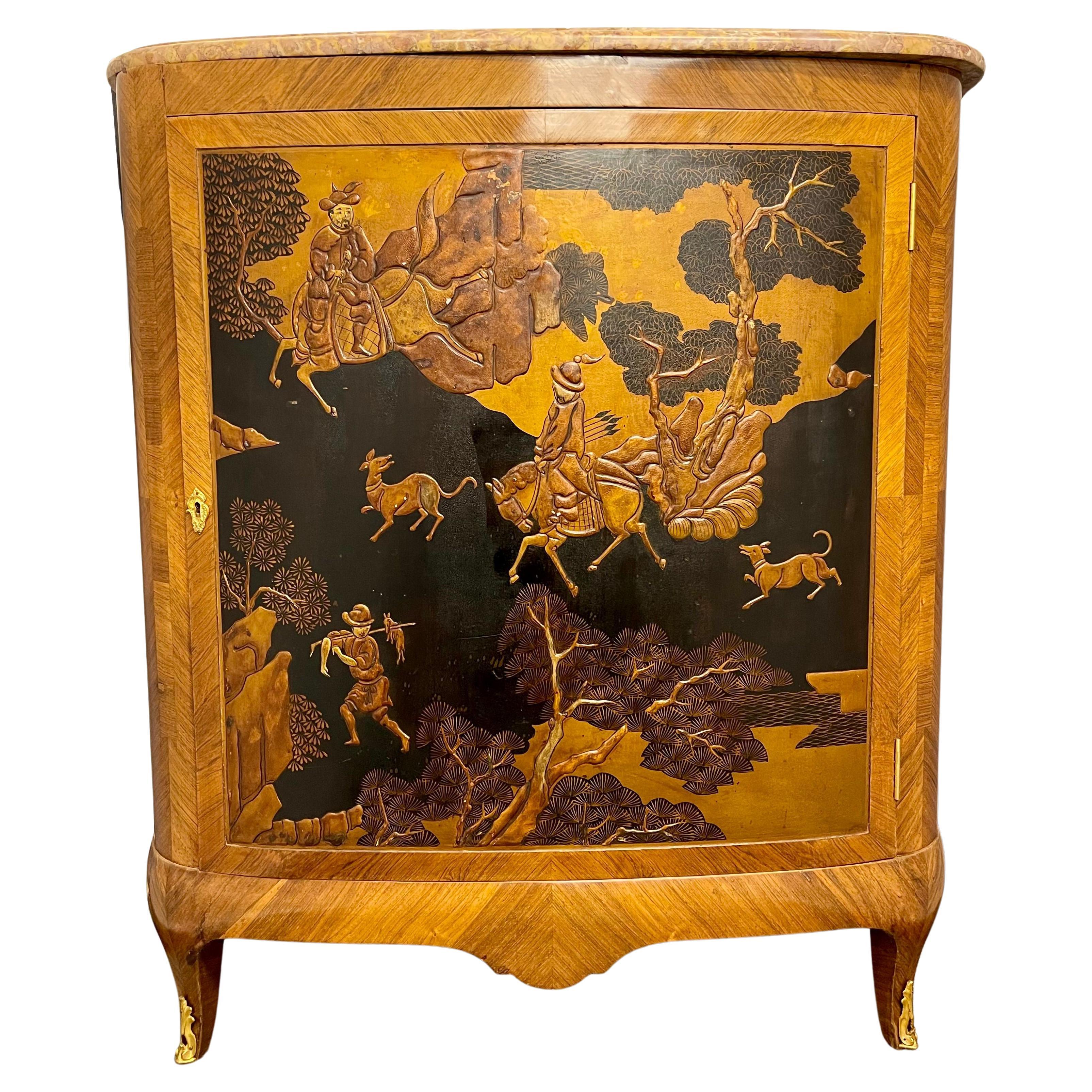 French Louis XV Style Chinoiserie Commode, Chest Manner of Jansen For Sale