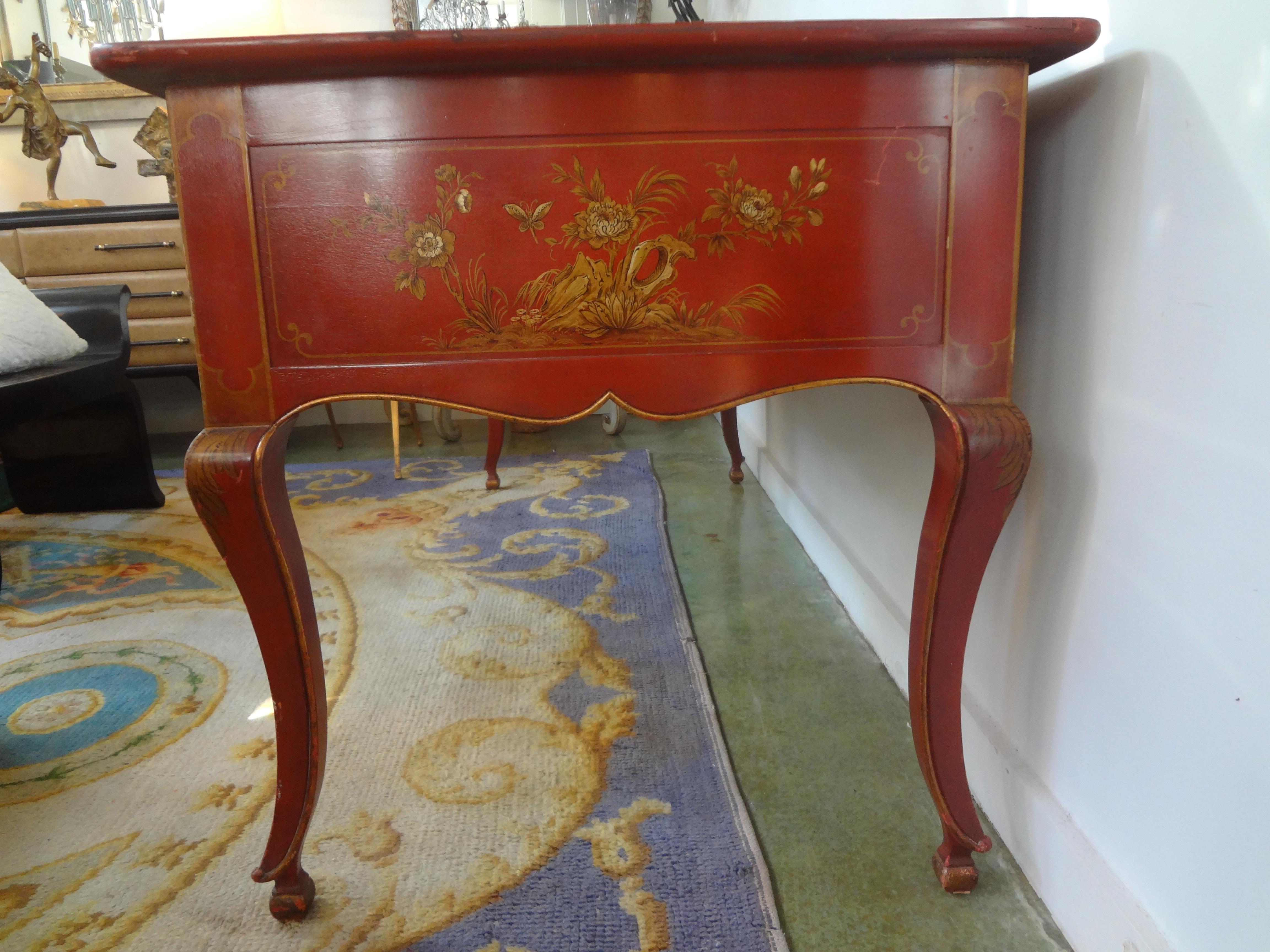 French Louis XV Style Chinoiserie Desk or Bureau Plat By Baker For Sale 3