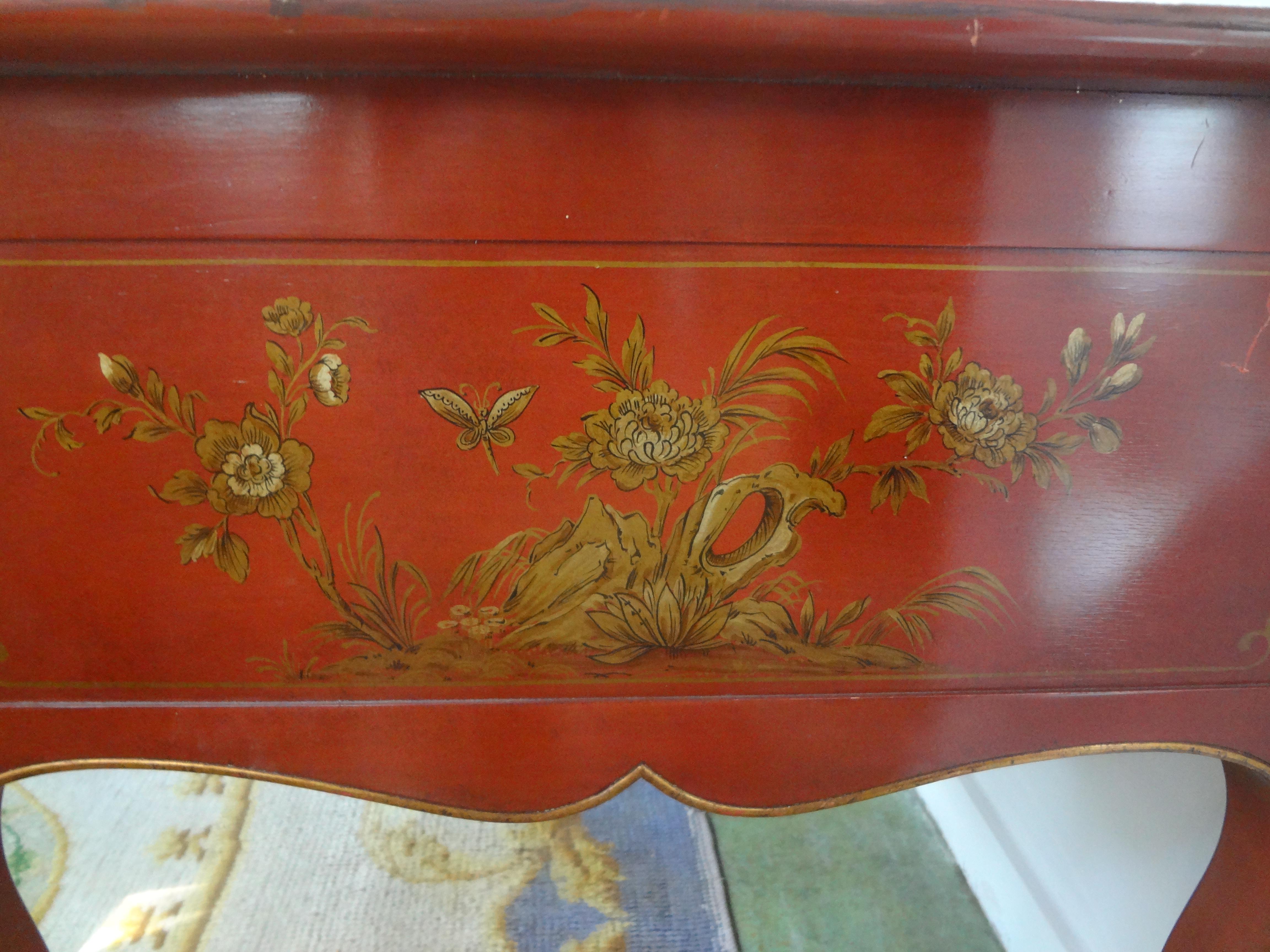 French Louis XV Style Chinoiserie Desk or Bureau Plat By Baker For Sale 4