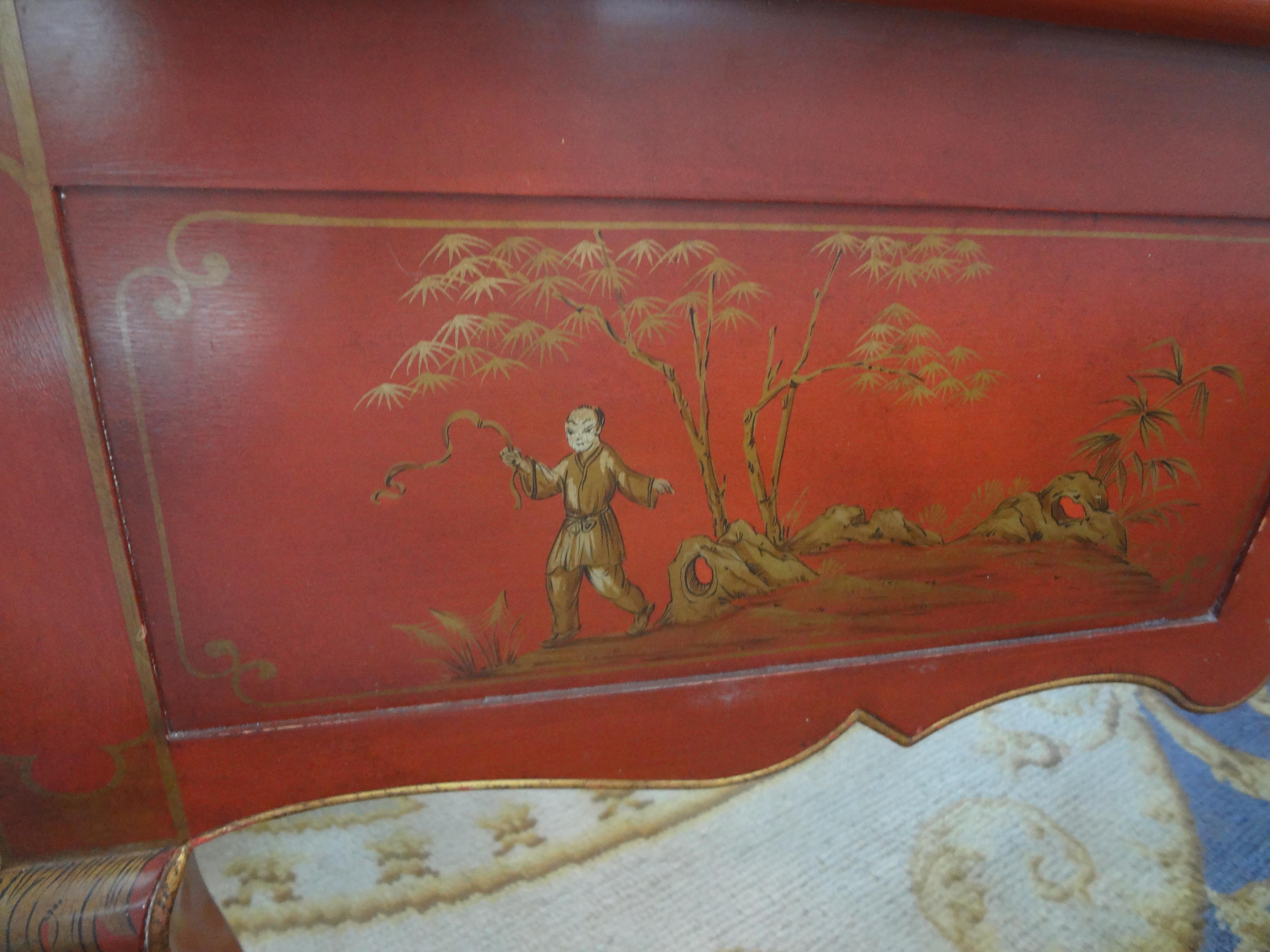 French Louis XV Style Chinoiserie Desk or Bureau Plat By Baker For Sale 5