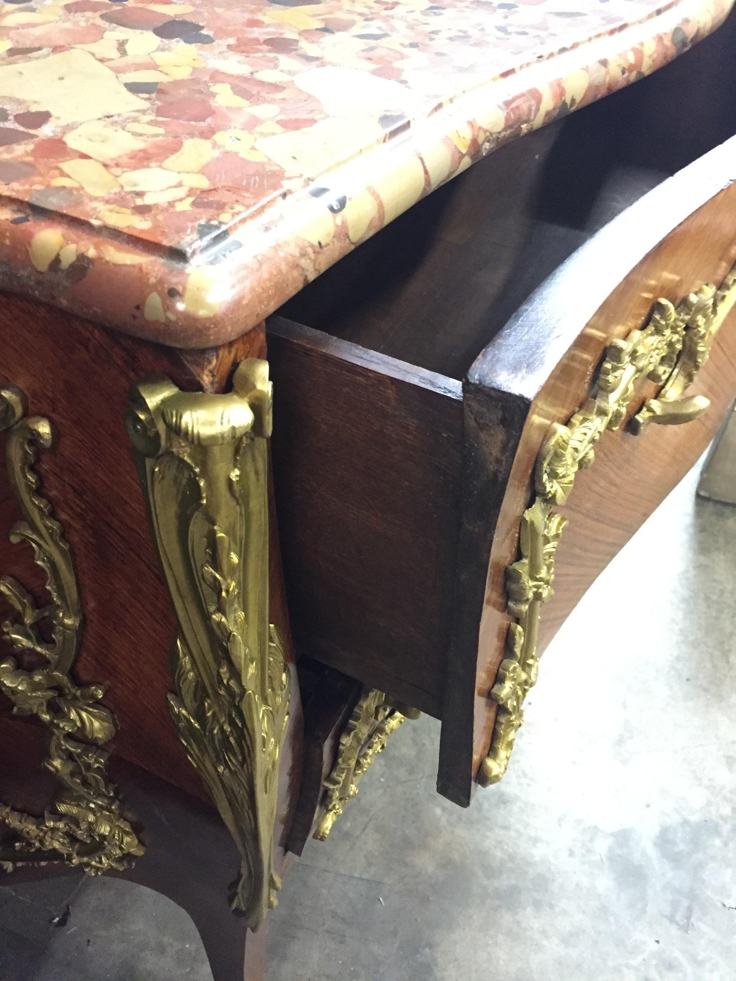 Kingwood French Louis XV Style Commode, 19th Century Signed JVHD  For Sale