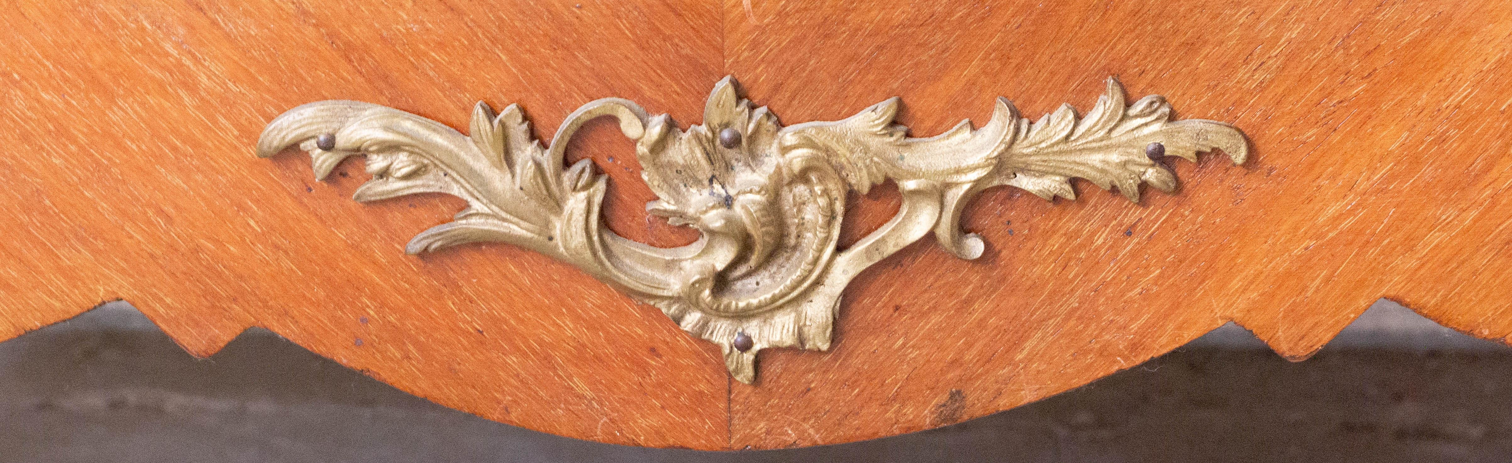 French Louis XV Style Commode Chest of Drawers Marble Top, Late 19th Century For Sale 9