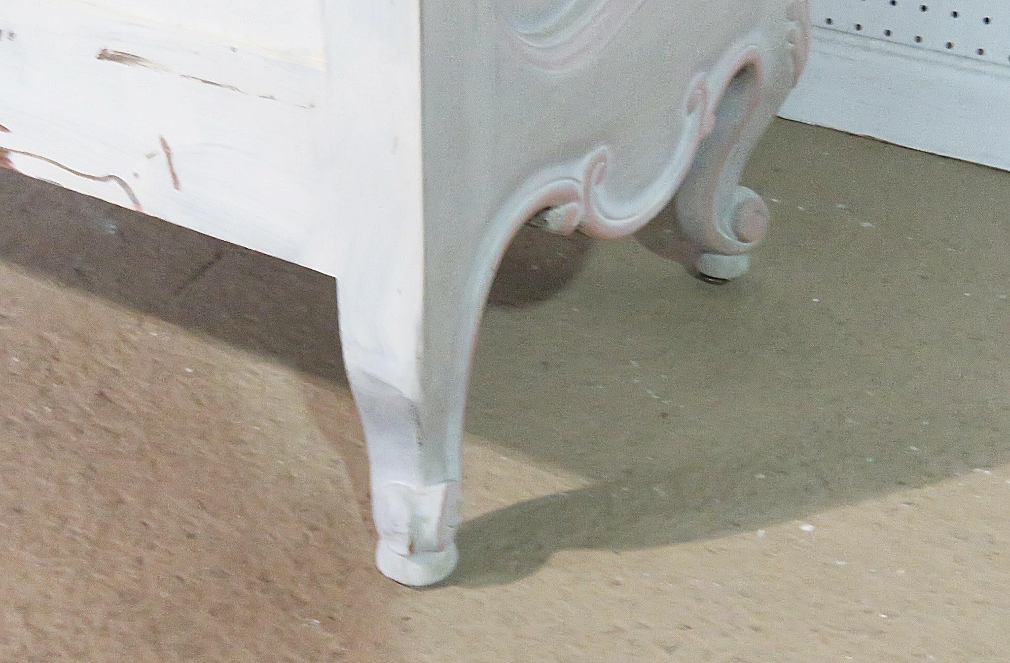 Painted French Rococo Carved Louis XV Style Commode Dresser  5