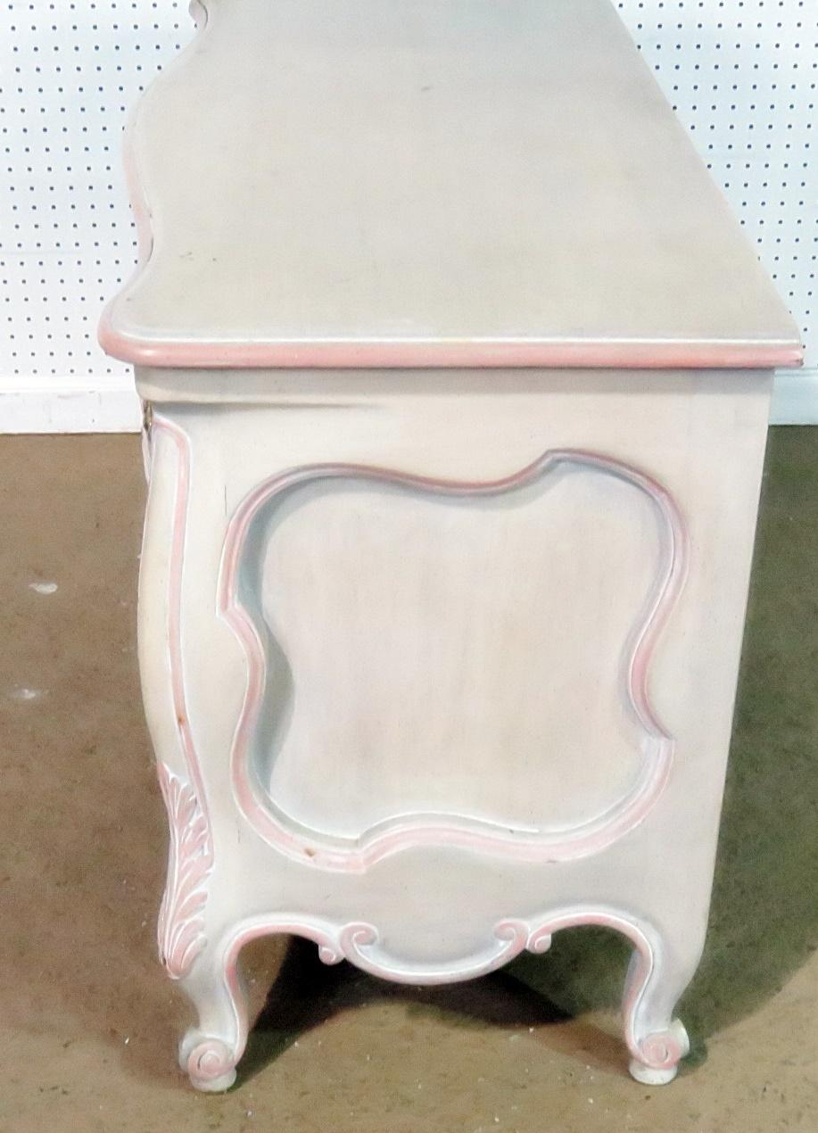 Painted French Rococo Carved Louis XV Style Commode Dresser  2