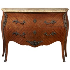 Commode française de style Louis XV avec plateau en marbre