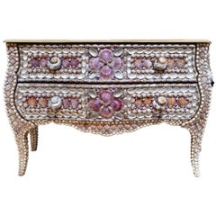 French Louis XV Style Commode with Seashell, Pyrite & Amethysts, circa 1920-1930