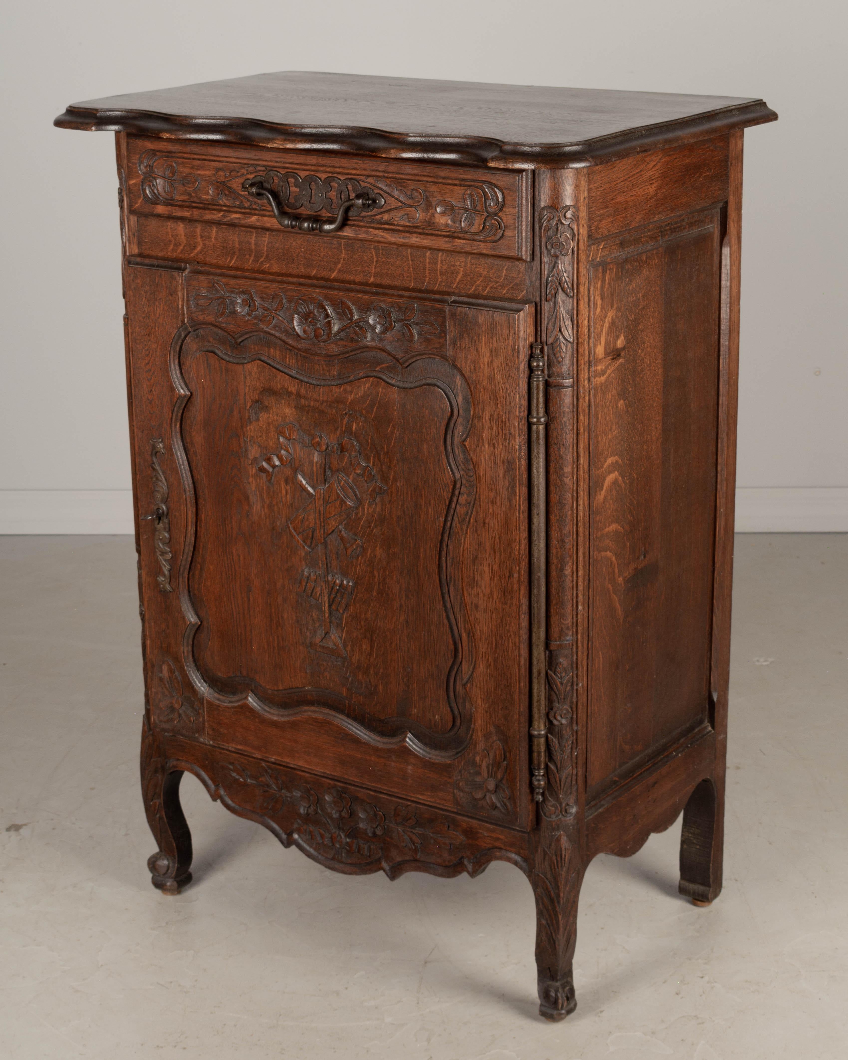 Hand-Carved French Louis XV Style Confiturier or Single Door Cabinet For Sale