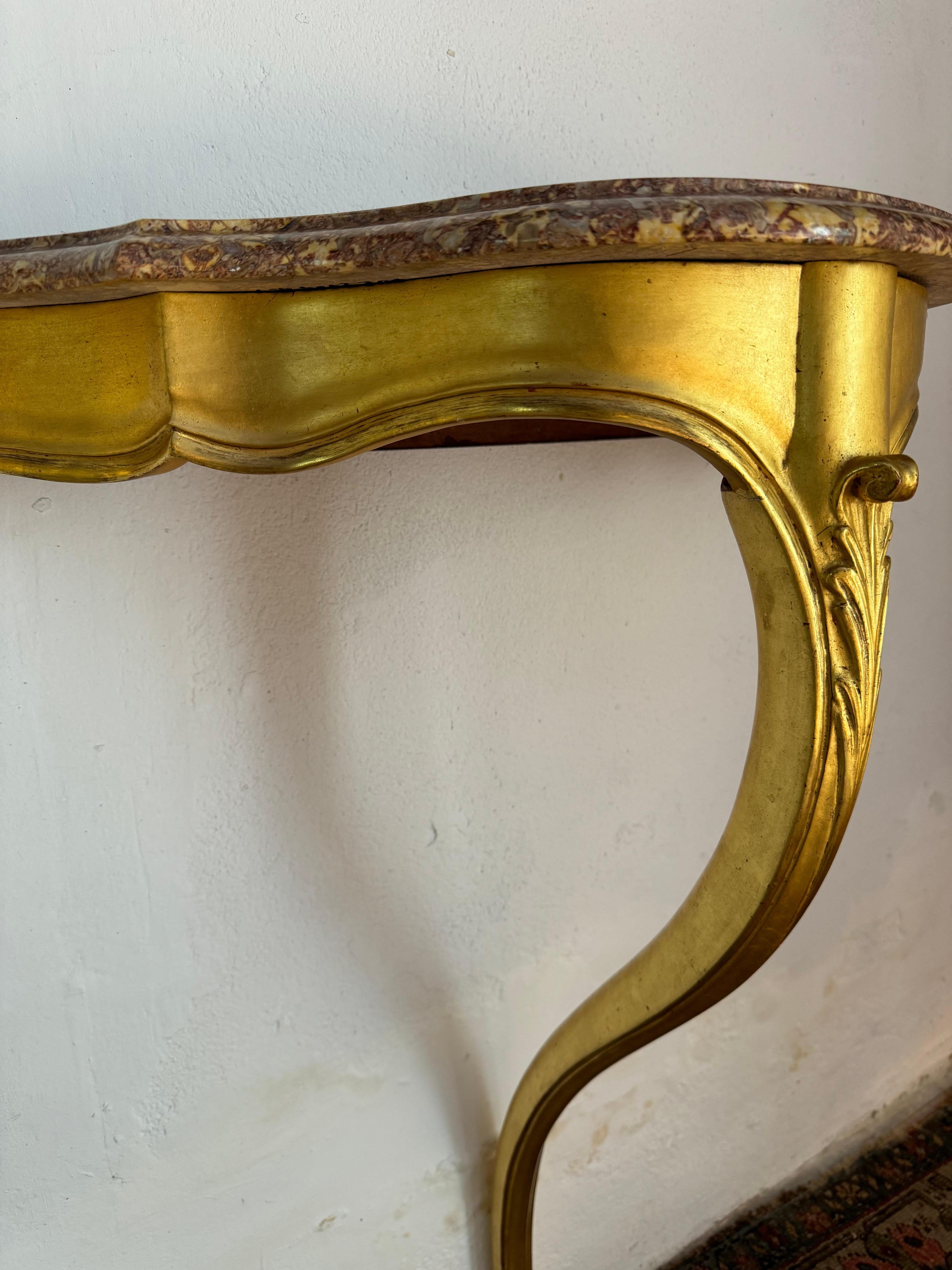 Marble French Louis XV style console table For Sale