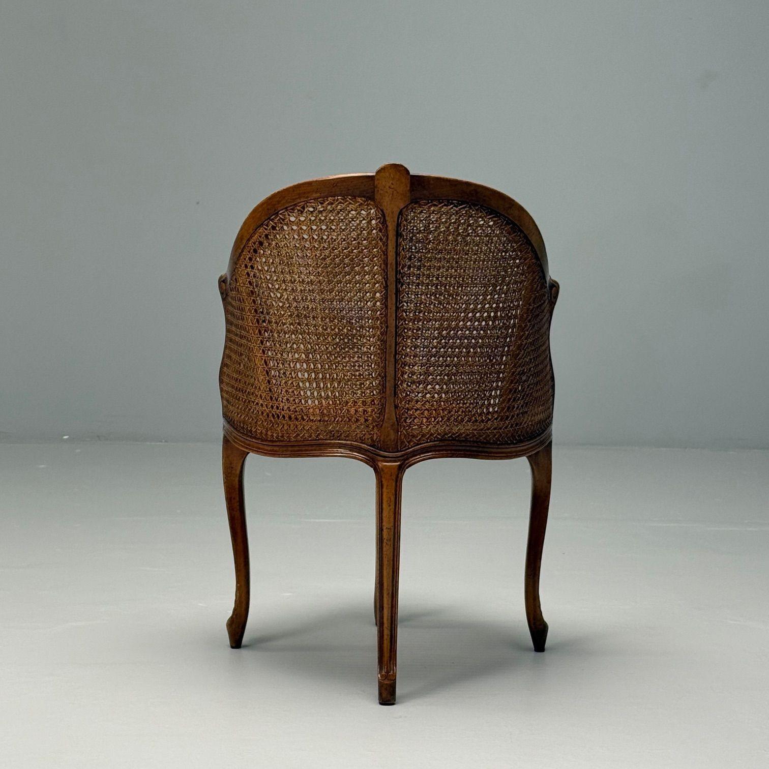 Silla esquinera Berger, estilo Luis XV francés, caña, nogal, Francia, años 20 5
