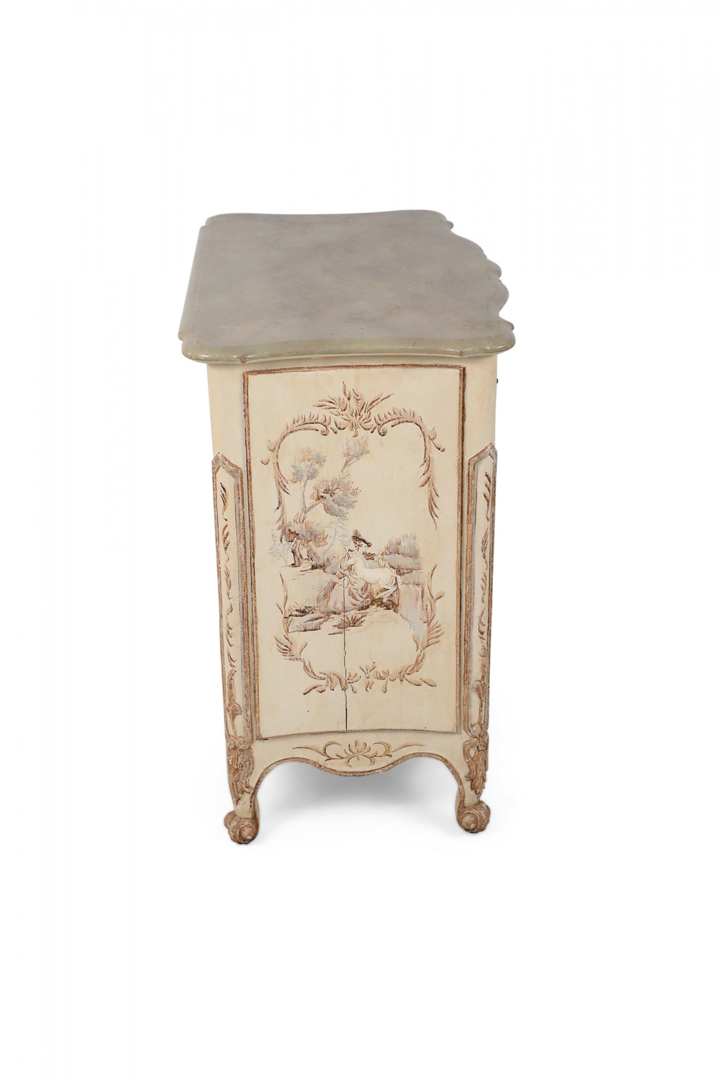 French Louis XV Style Cream Serpentine Commode For Sale 5