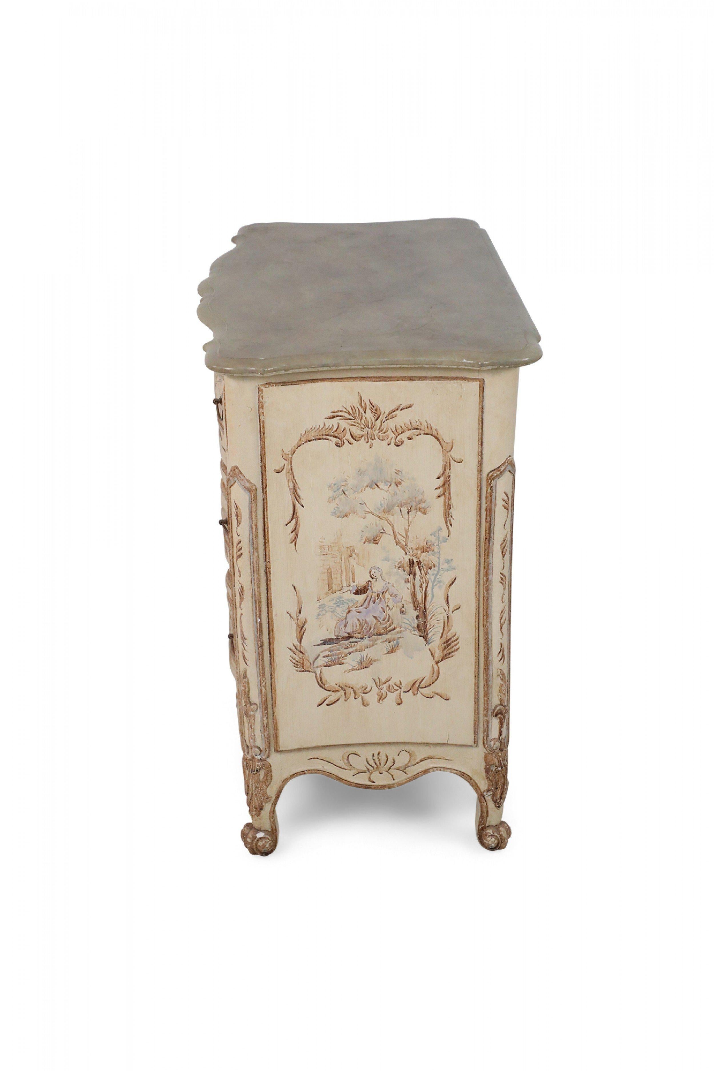 French Louis XV Style Cream Serpentine Commode For Sale 6