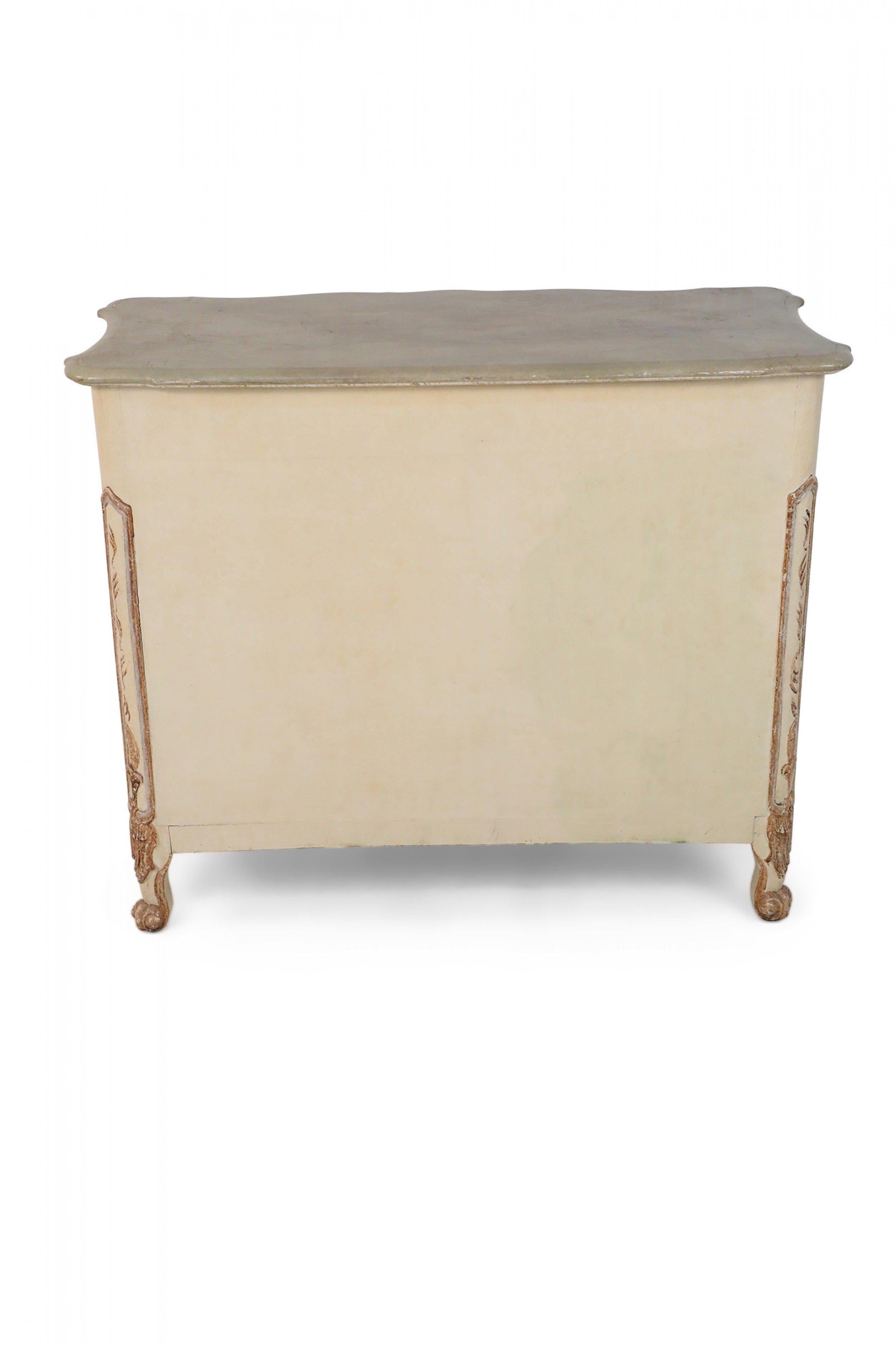 French Louis XV Style Cream Serpentine Commode For Sale 2
