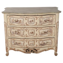 French Louis XV Style Cream Serpentine Commode