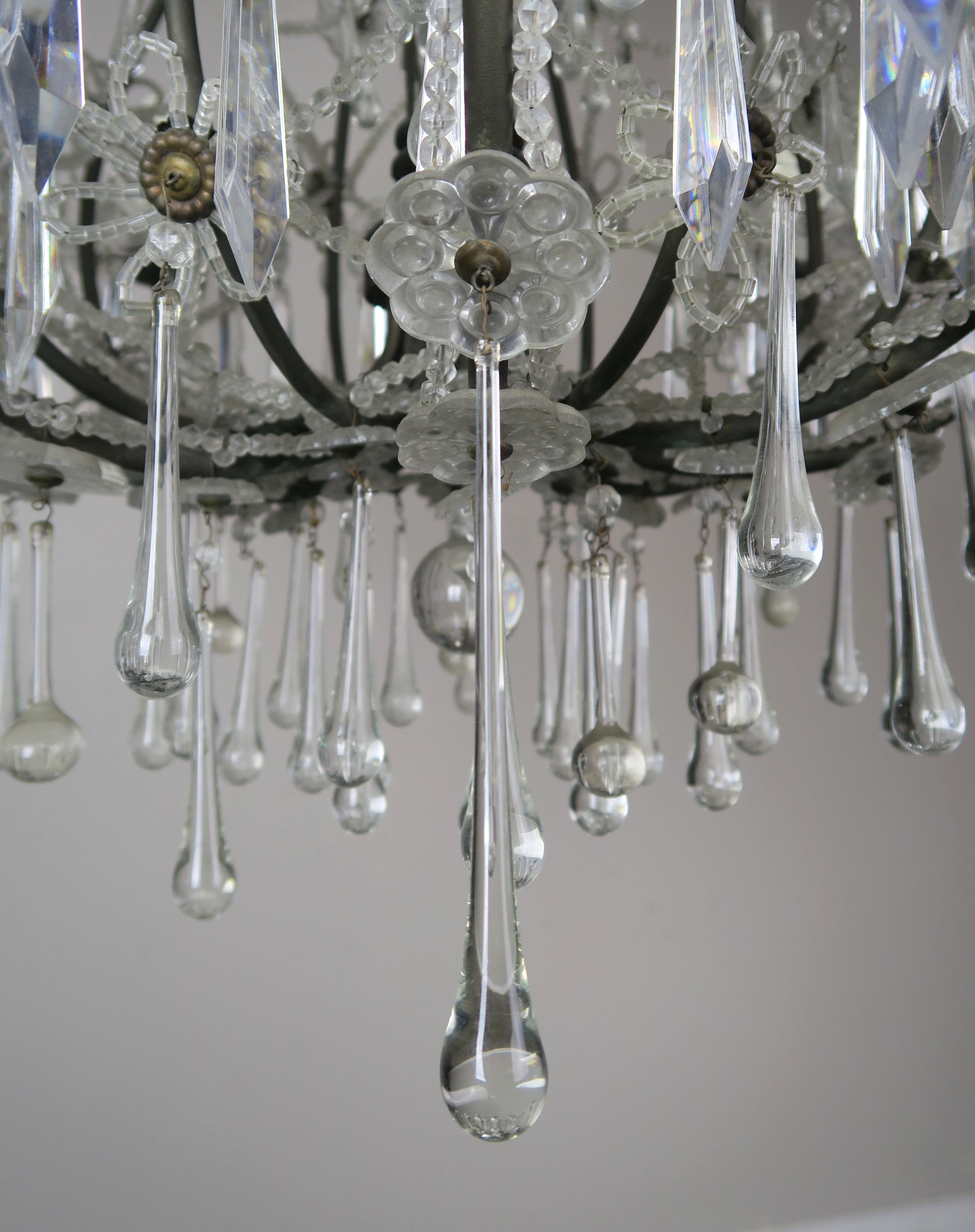 French Louis XV Style Crystal Chandelier, circa 1940s 5