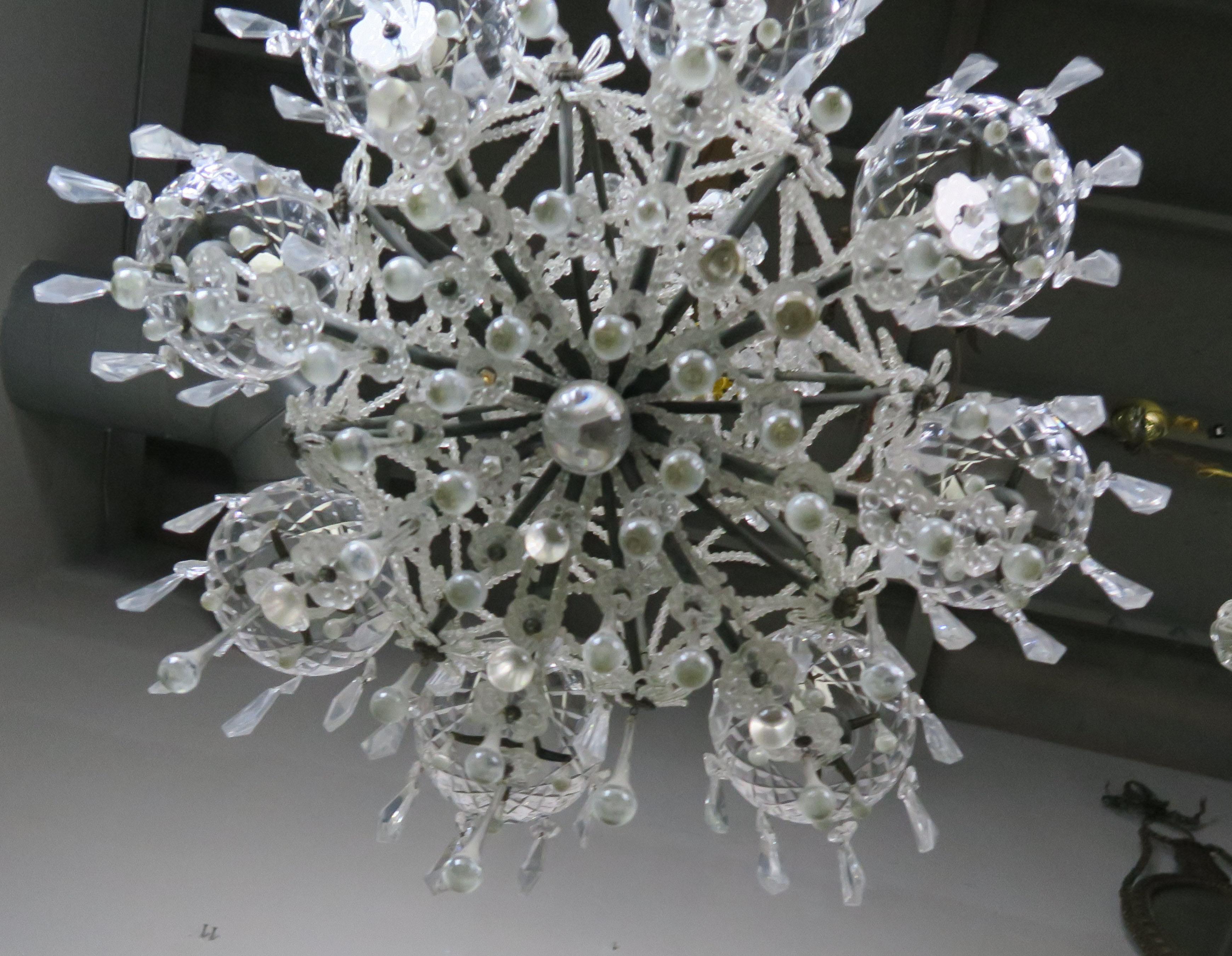 French Louis XV Style Crystal Chandelier, circa 1940s 8
